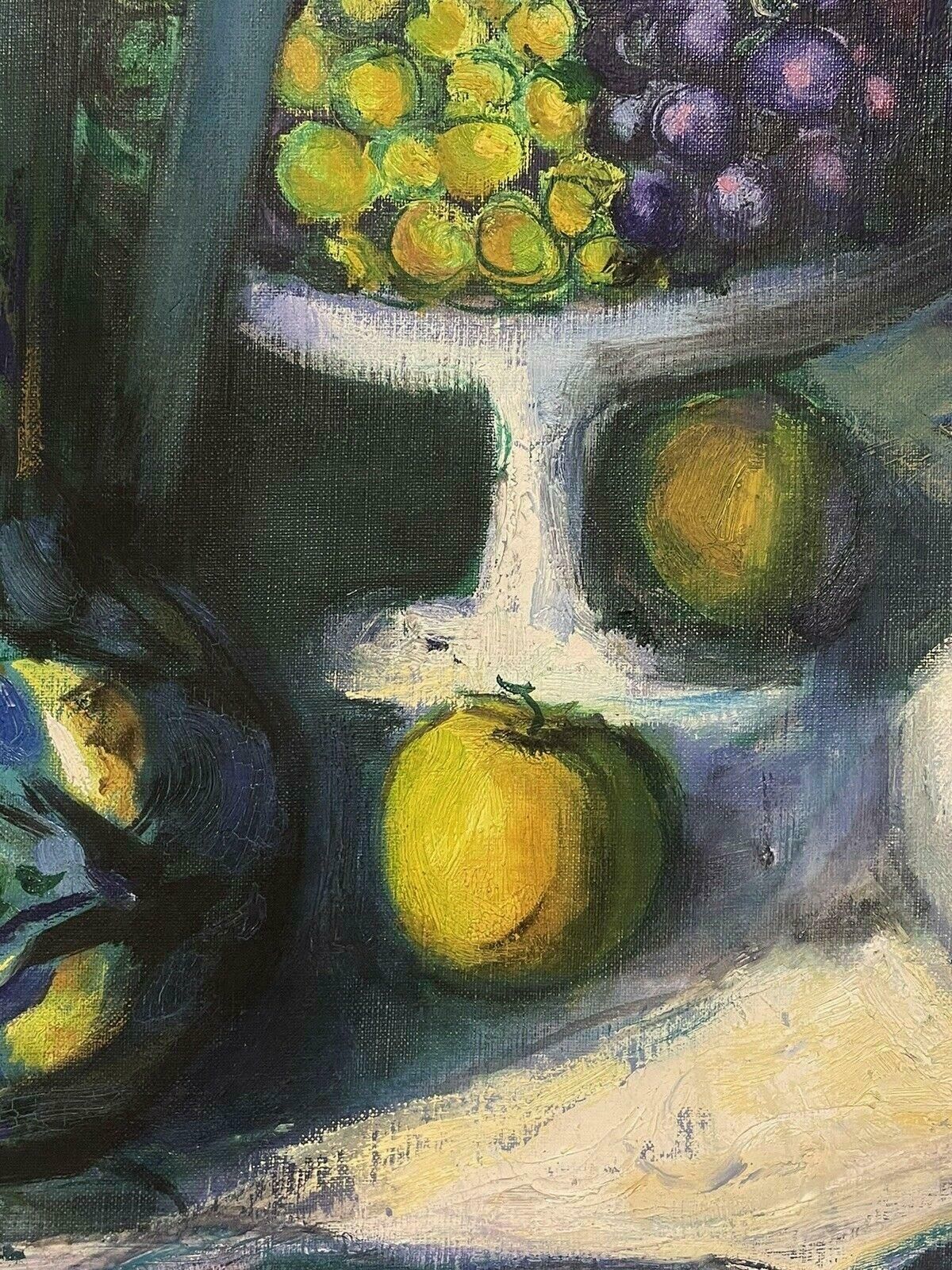Robert Salessigned French Modernist Still Life Oil Painting Beautiful Teal & Yellow Colors photo 709.0