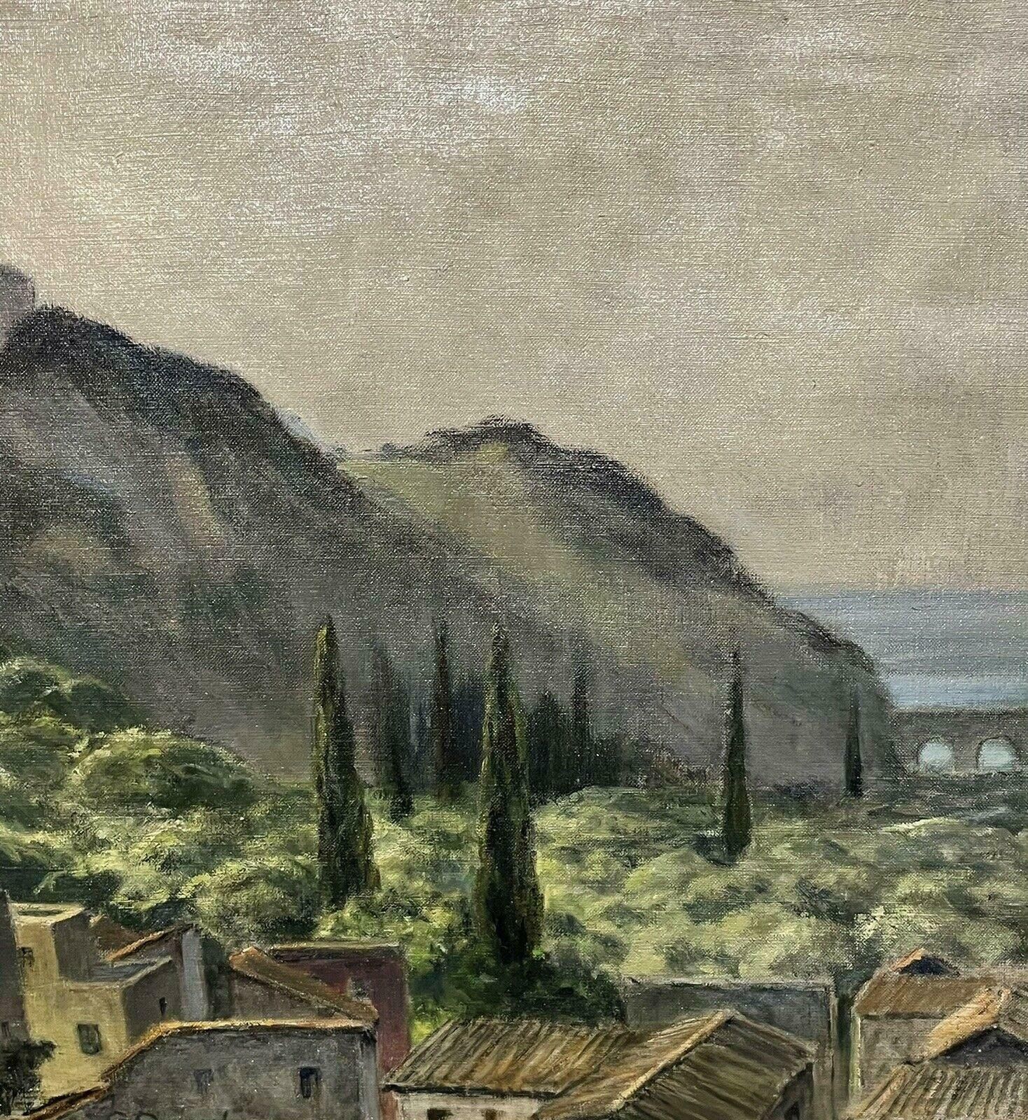 French Mid 20thhazy Provence Landscape, 1950's French Signed Impressionist Oil Painting photo Art