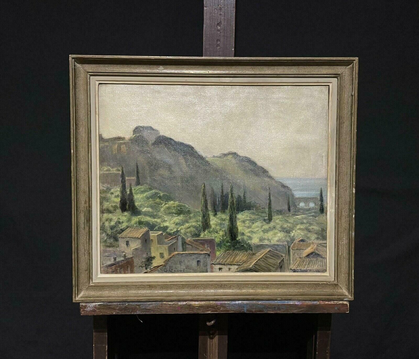 French Mid 20thhazy Provence Landscape, 1950's French Signed Impressionist Oil Painting photo vinterior