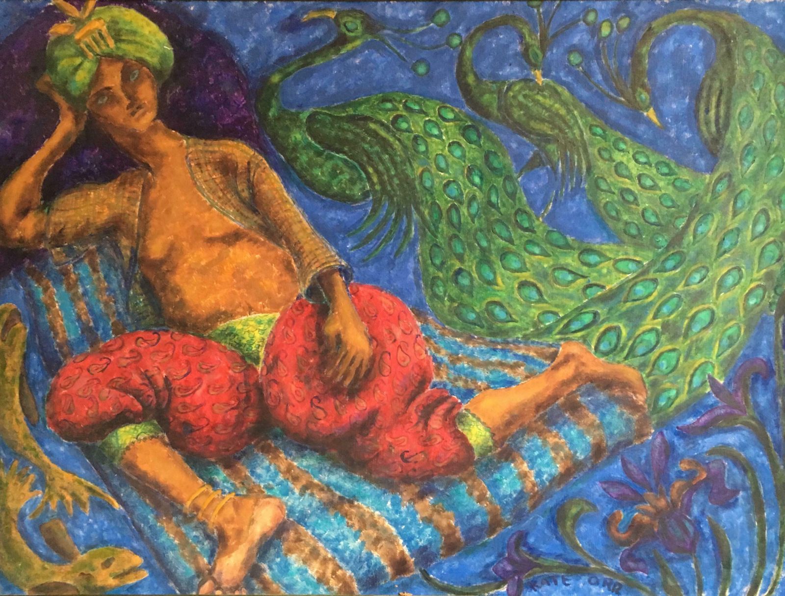 Kate Orrarabian Night, Stylised, Bright Colours, Oil Painting, Signedc.1950s