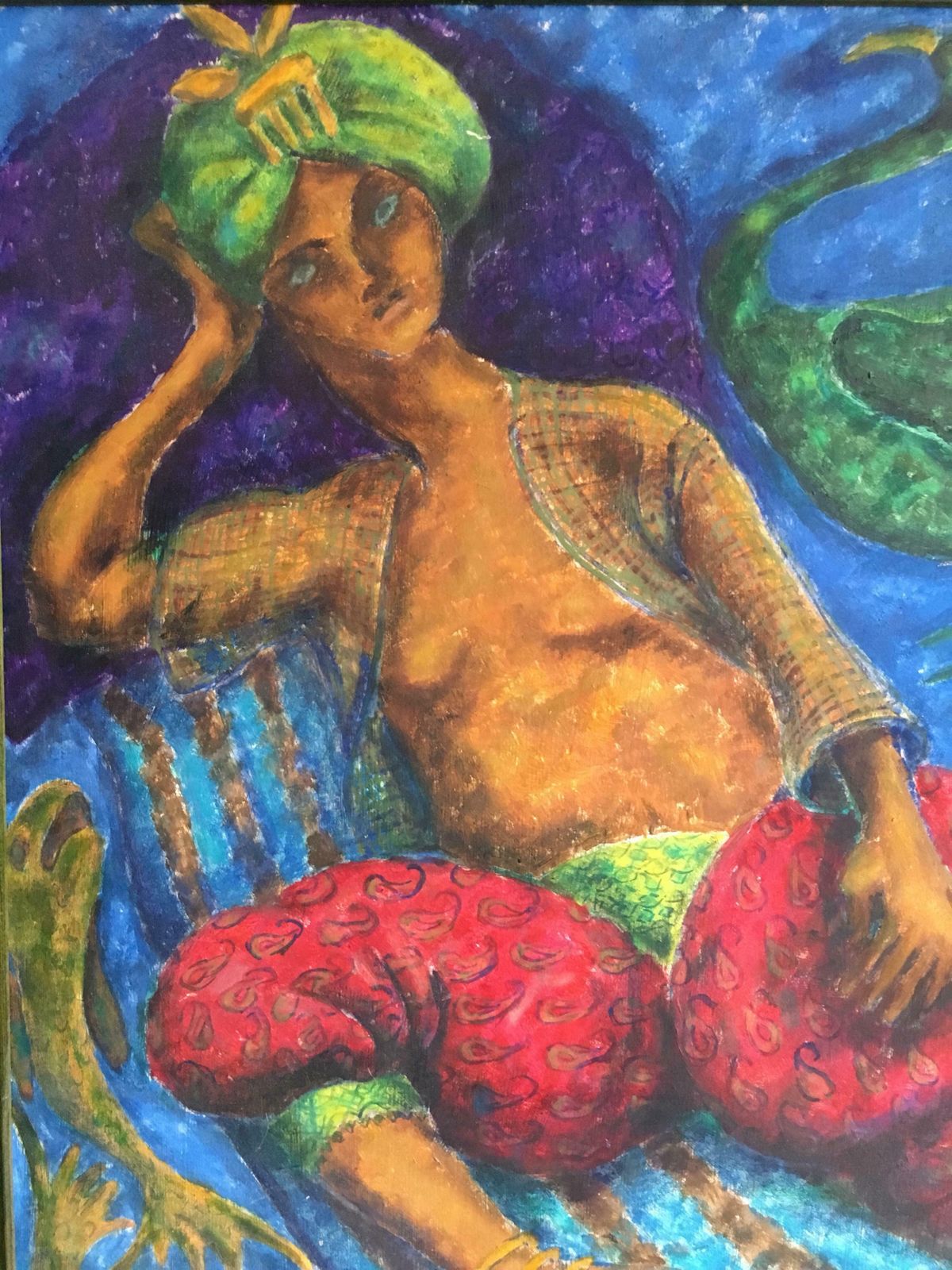 Kate Orrarabian Night, Stylised, Bright Colours, Oil Painting, Signedc.1950s photo Art