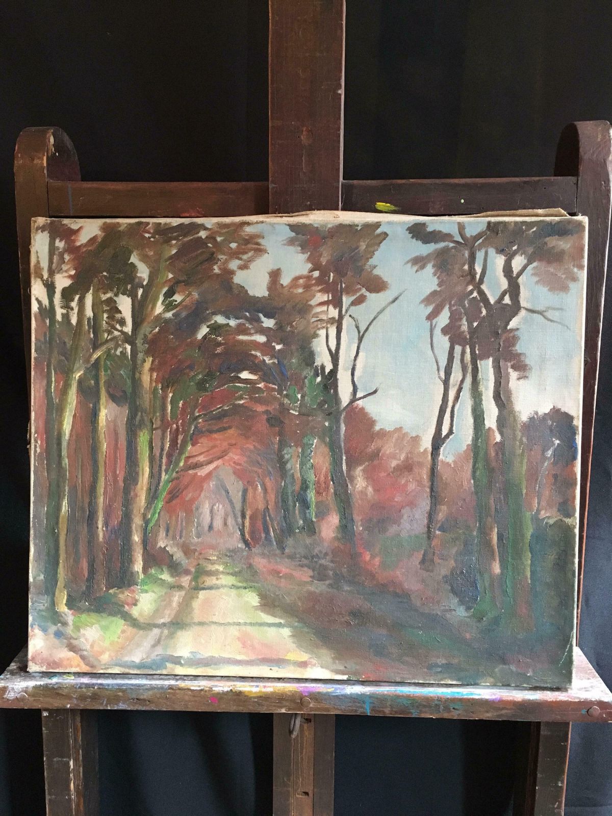 Unknownrustic Country Road Mid Century Impressionist Landscape, Original Oil Paintingc.1950s photo 867.0