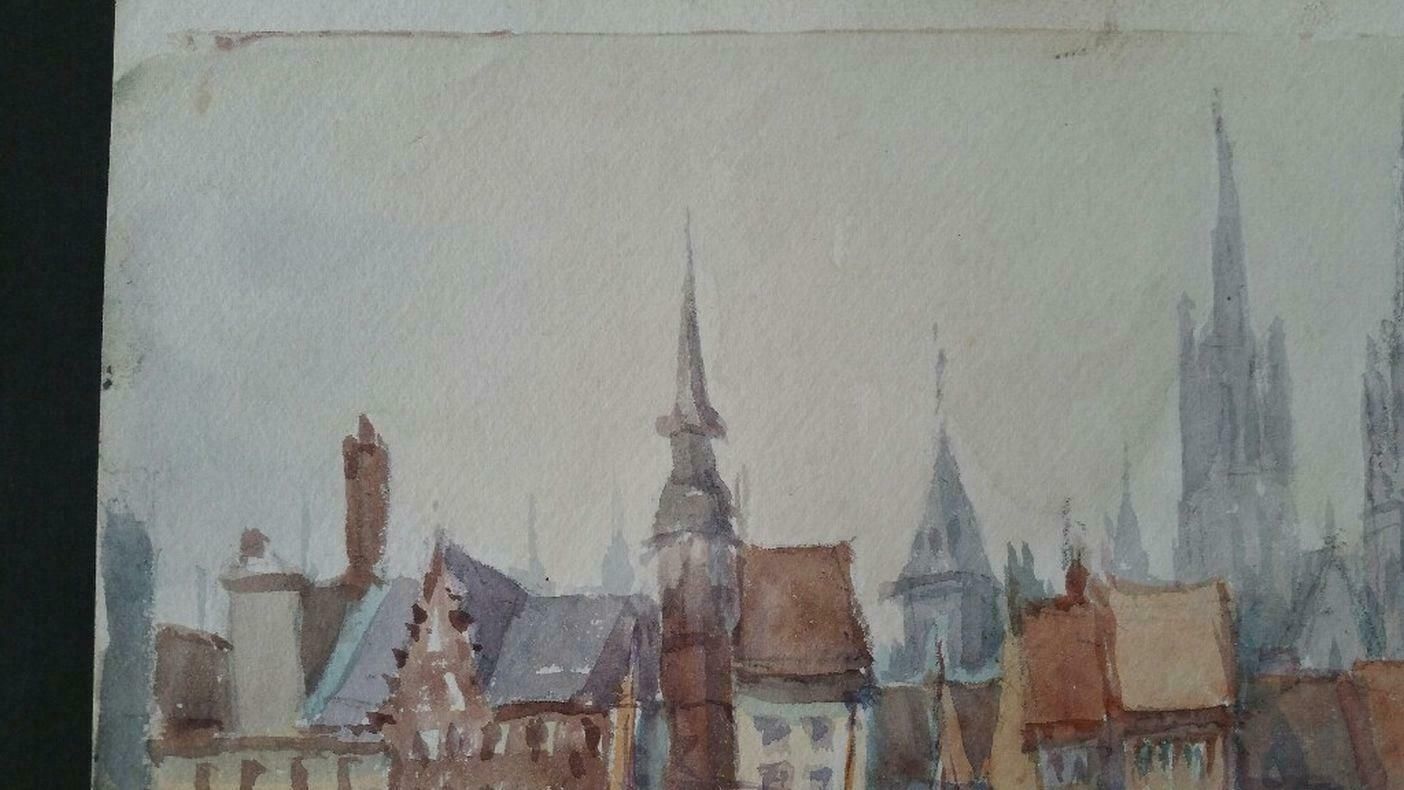 Leonard Machin Rowemid 20th Century Belgium, Ostend Church And Harbour1950's photo vinterior