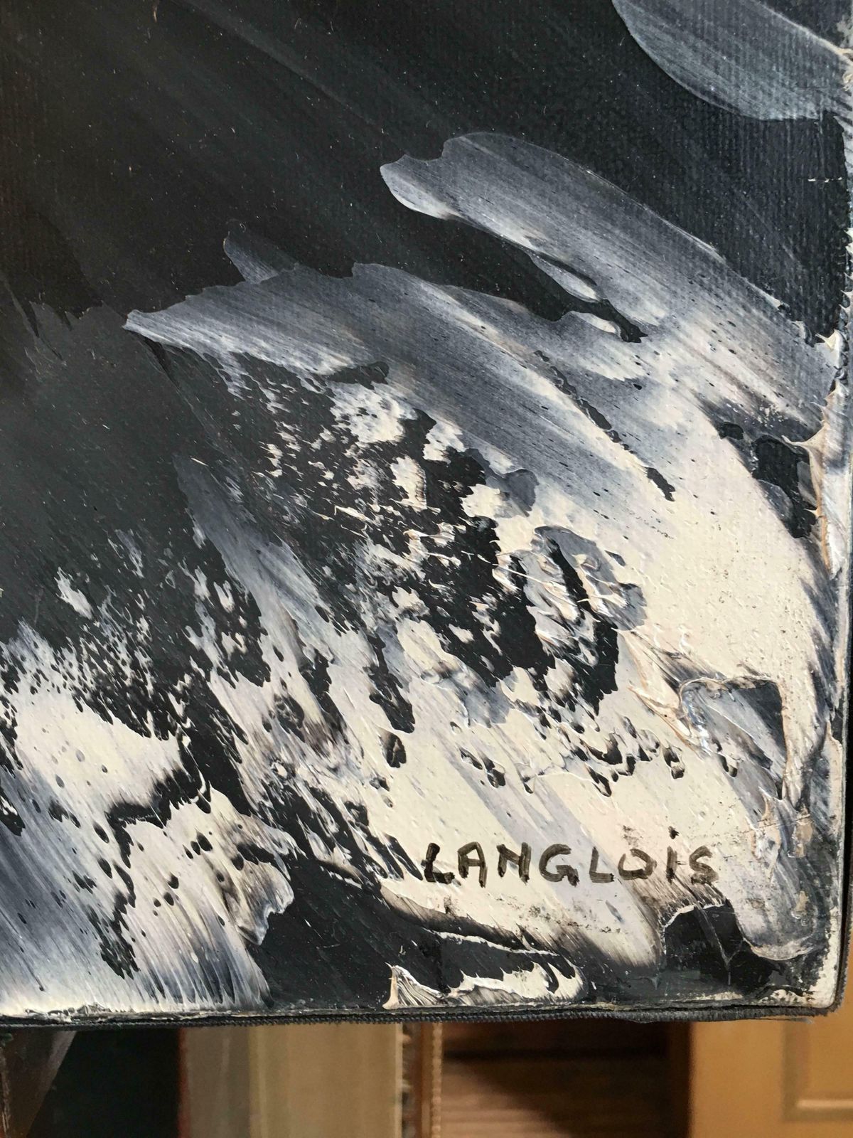Pierre Gerard Langloisabstract Oil Painting, Monochrome, Frenchc.1990's photo Art