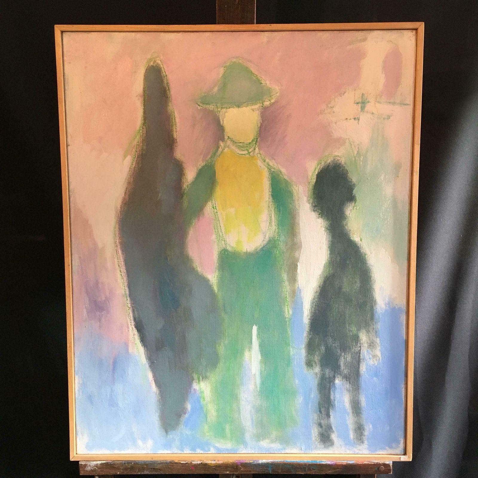 Akos Biropastel Pink 1970's Abstract, Colourful Oil Painting, Originalc.1970s photo for sale