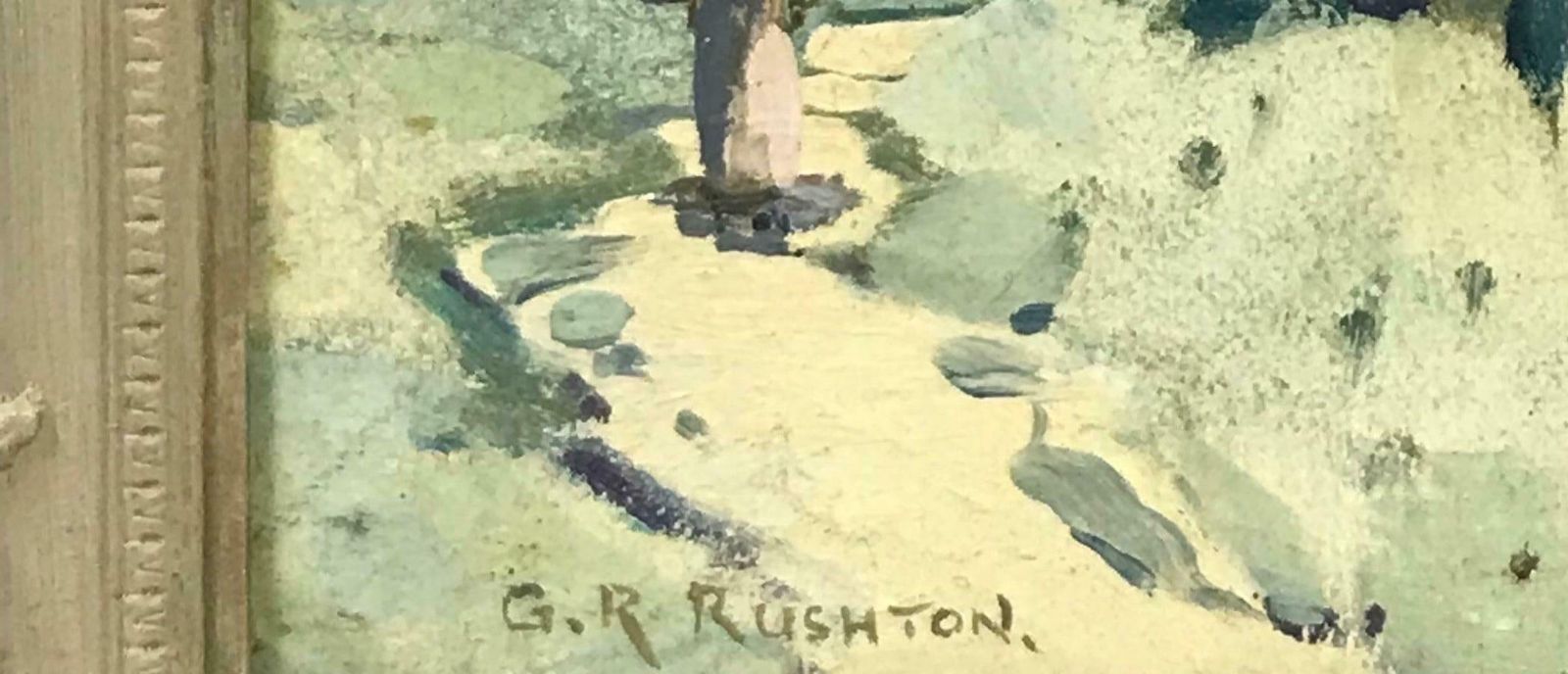 George Robert Rushton Rba Roiantique British Impressionist Signed Oil Painting, Figure Walking Continental Ls photo vinterior