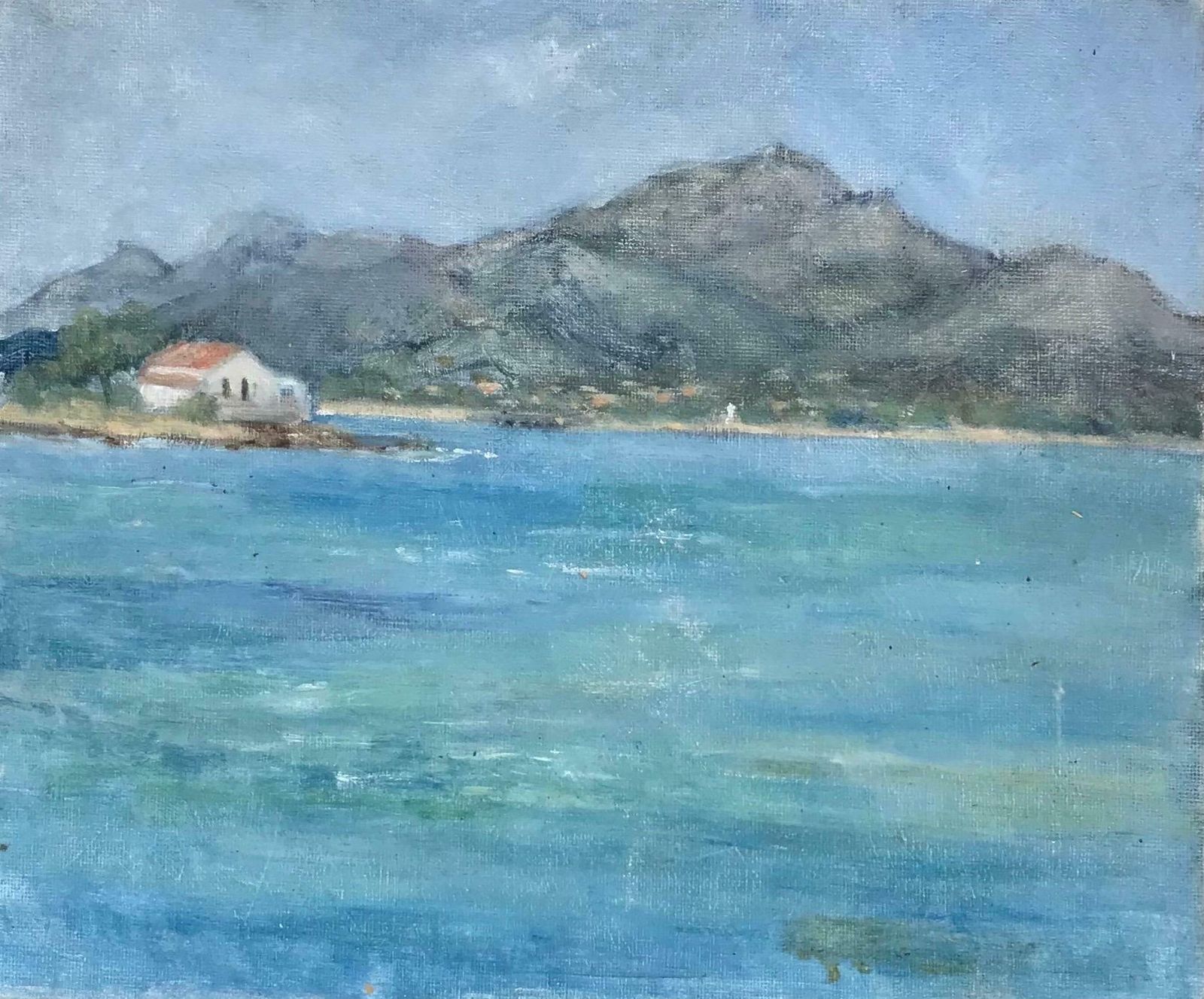 British Impressionistvintage British Impressionist Oil Painting Tiny House On Coastal Seascape20th Century