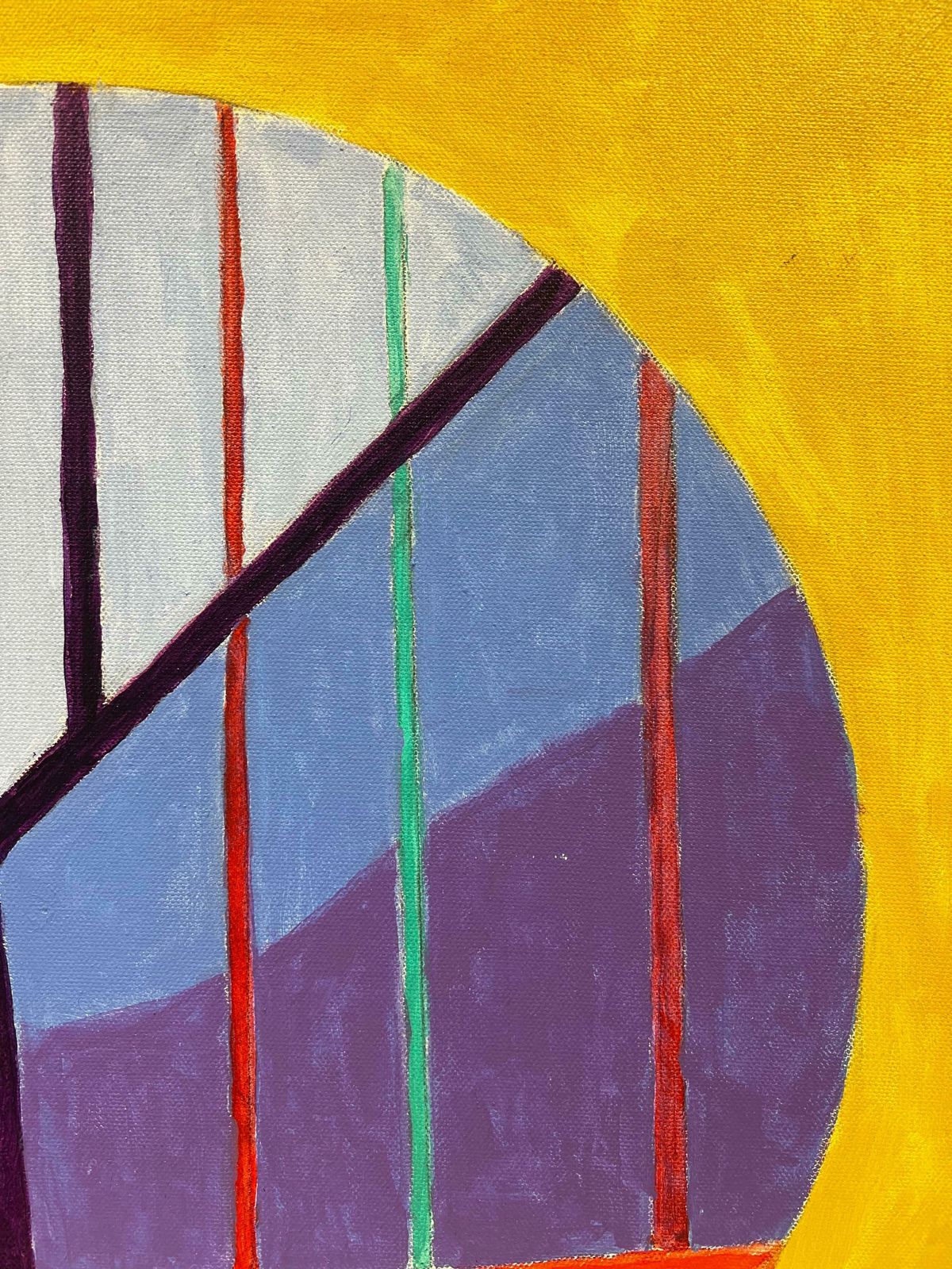 British Contemporarycircular Abstract British Contemporary Painting On Canvas Red Blue Gold Purple photo for sale
