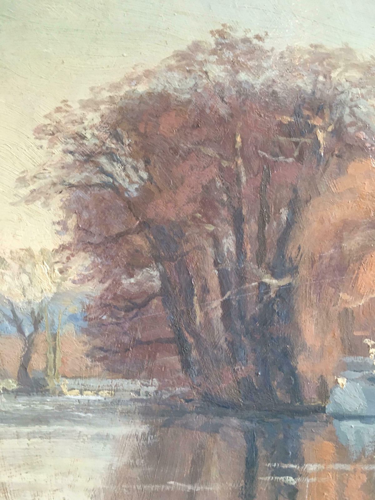 Harold Georgesunrise On The River 'The River At Shiplake', Signed Oil Painting1971 photo 811.0