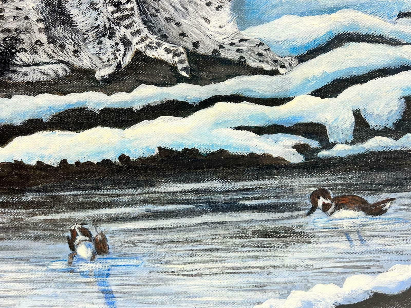 Ben Powellcontemporary British Acrylic Painting Snow Leopards In Arctic Landscape photo 1530.0