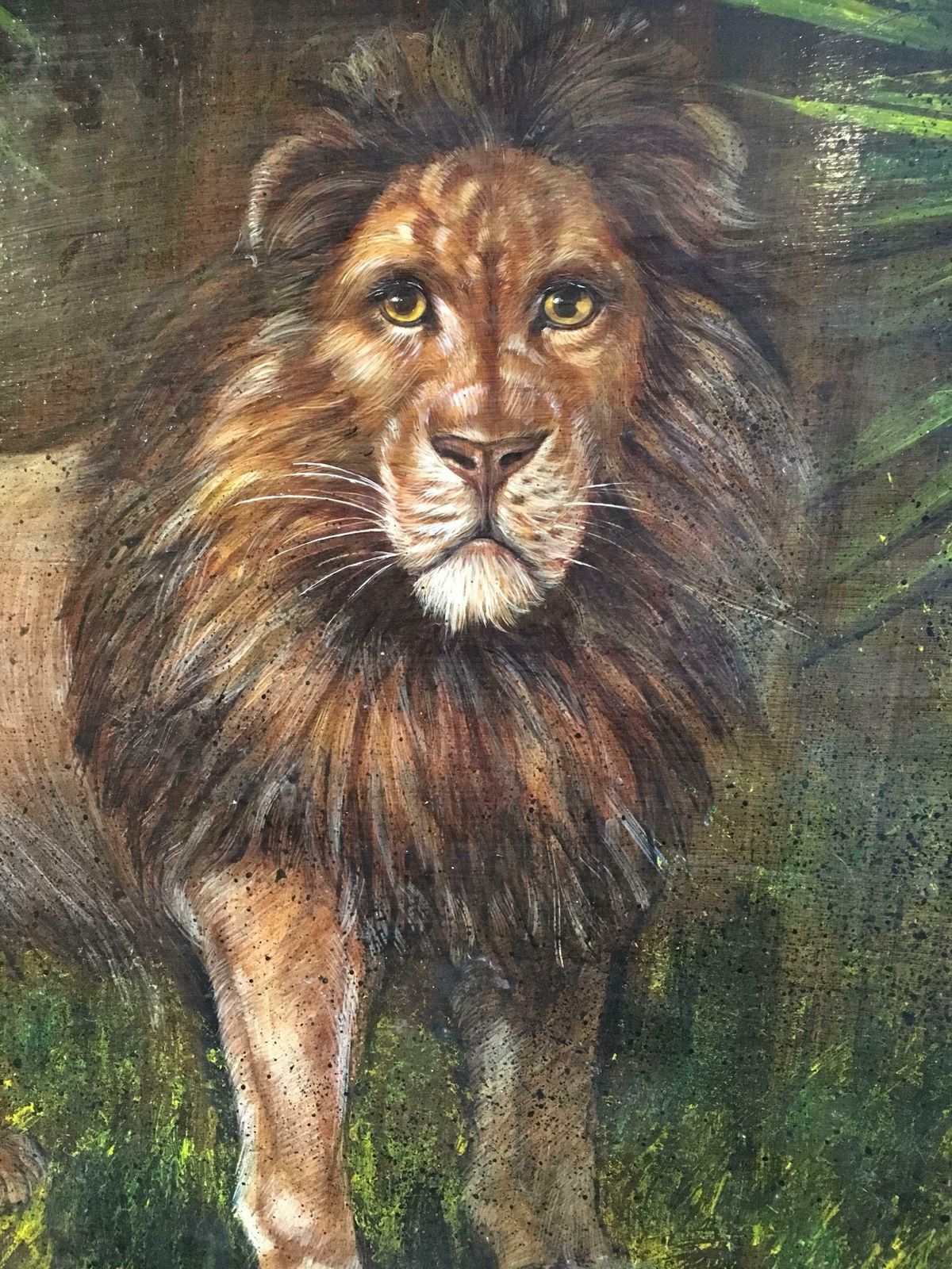 Unknownking Of The Jungle, Large Impressionist Oil Painting Of A Lion C.1970s photo 2040.0