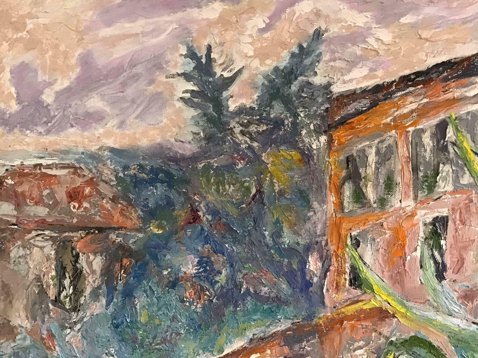 Unknownprovencal Maison   Large Mid 20th Century French Post Impressionist Oil Paintingc.1950's photo 1377.0