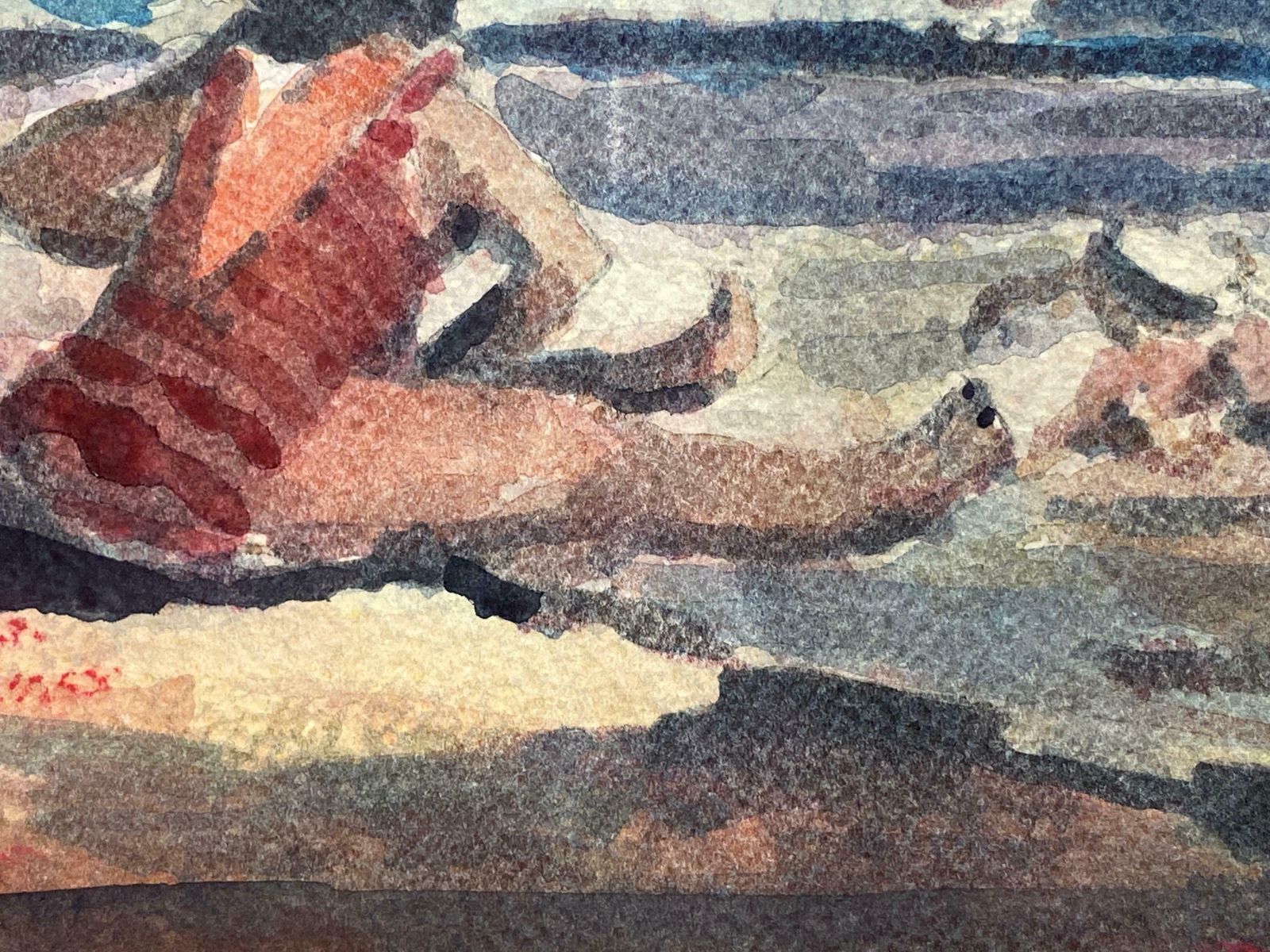 Maurice Mazeiliemaurice Mazeilie   French Impressionist Signed Watercolour   Lady On The Beach photo Art
