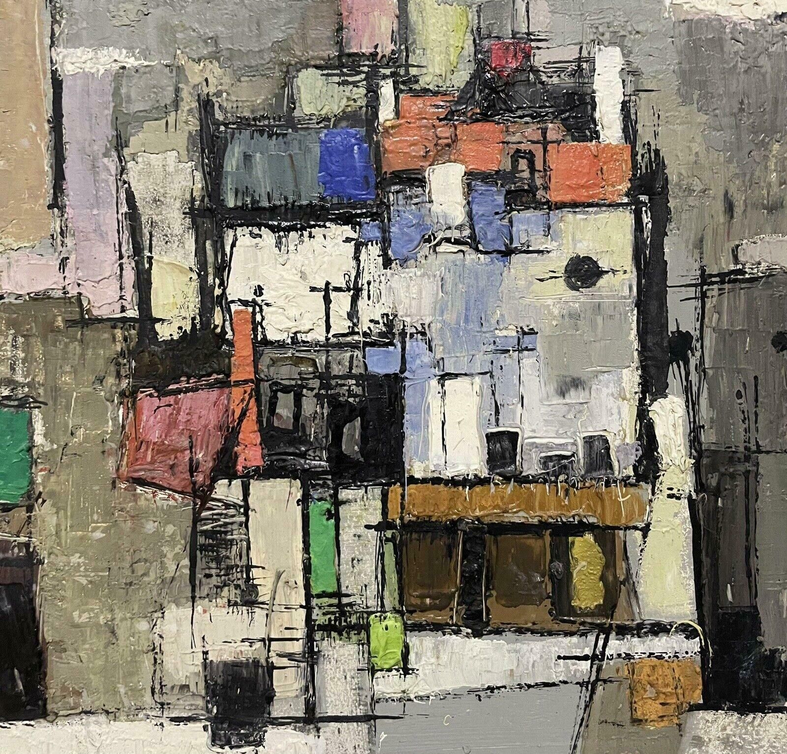 French Schoolecole De Paris 1960's Cubist Oil Painting Abstract Composition Of Shapes photo Art