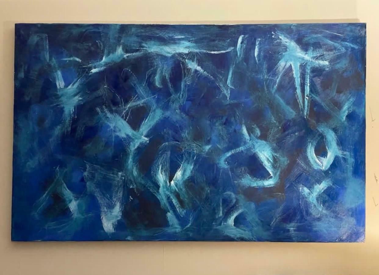 Sally Bradshawsally Bradshaw (B.1962) Contemporary Abstract British Painting   Explosive Bluesc.2019 photo furniture