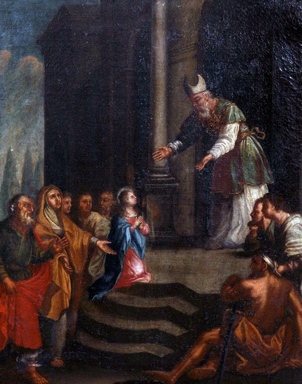 Italian Master17th Century Italian Old Master Oil   Presentation Of The Virgin In The Temple17th Century