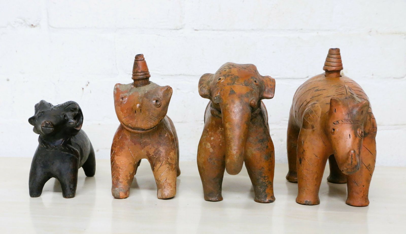 19th Century African Pottery A Collection Of 4 Hand Made Ceremonial Animal Figures photo for sale