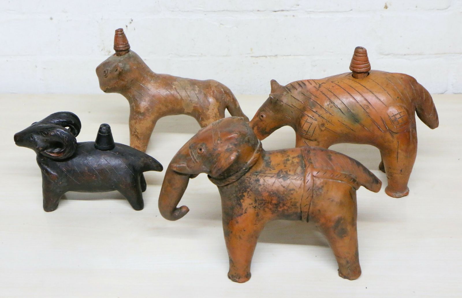 19th Century African Pottery A Collection Of 4 Hand Made Ceremonial Animal Figures