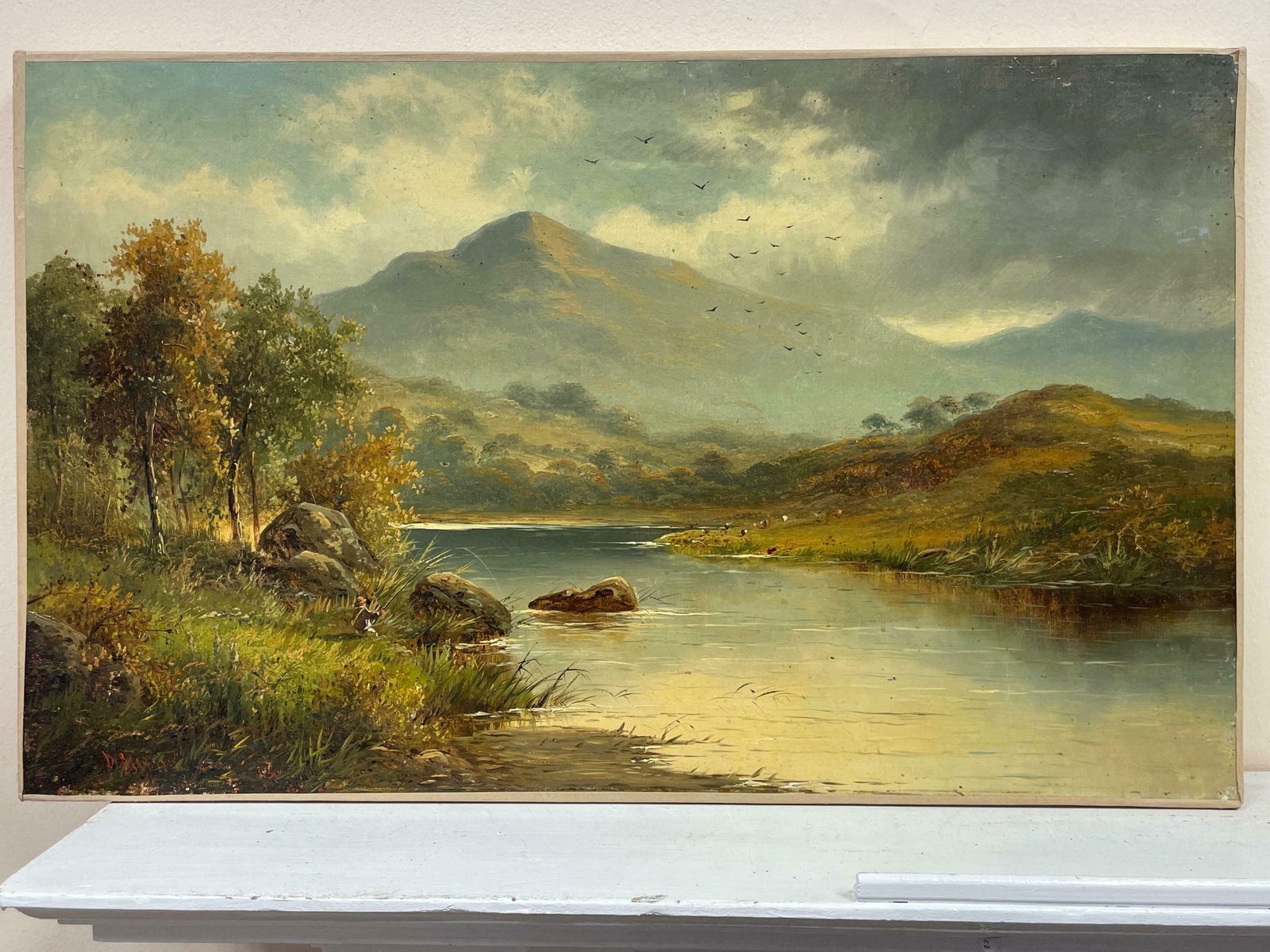Victorian Scottishfine 19th Century Victorian Oil Painting Angler In Scottish Highlands Landscape19th Century photo furniture
