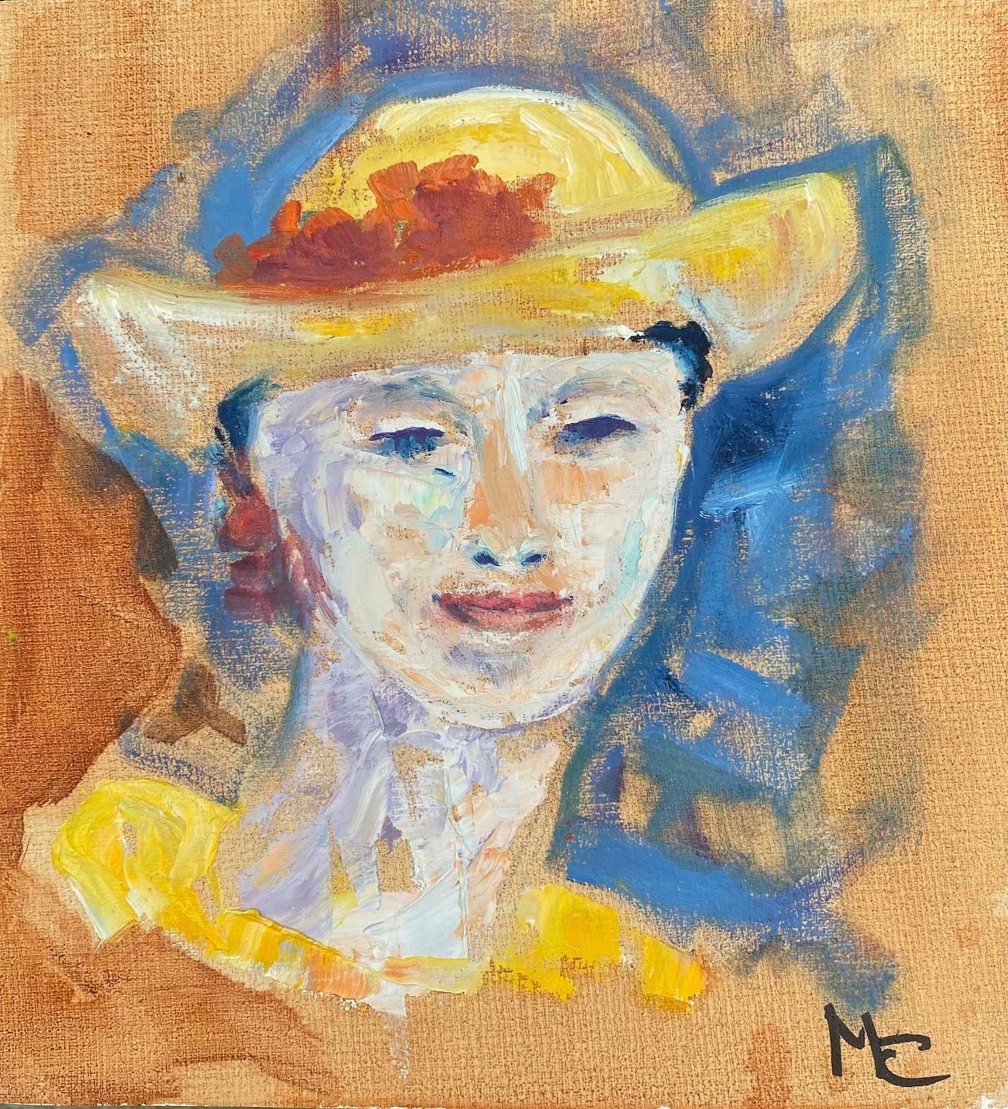 Maggy Claryssebright & Colorful French Impressionist Oil Painting Portrait Of Stylish Womanc.2000