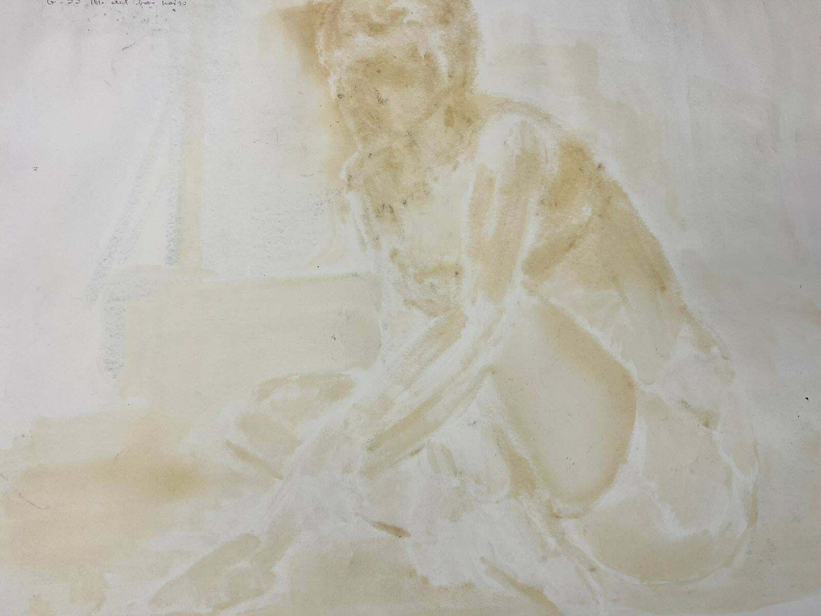 French Modernistreclining Nude Lady Model 1970's French Modernist Painting Provence Collection1970's photo furniture