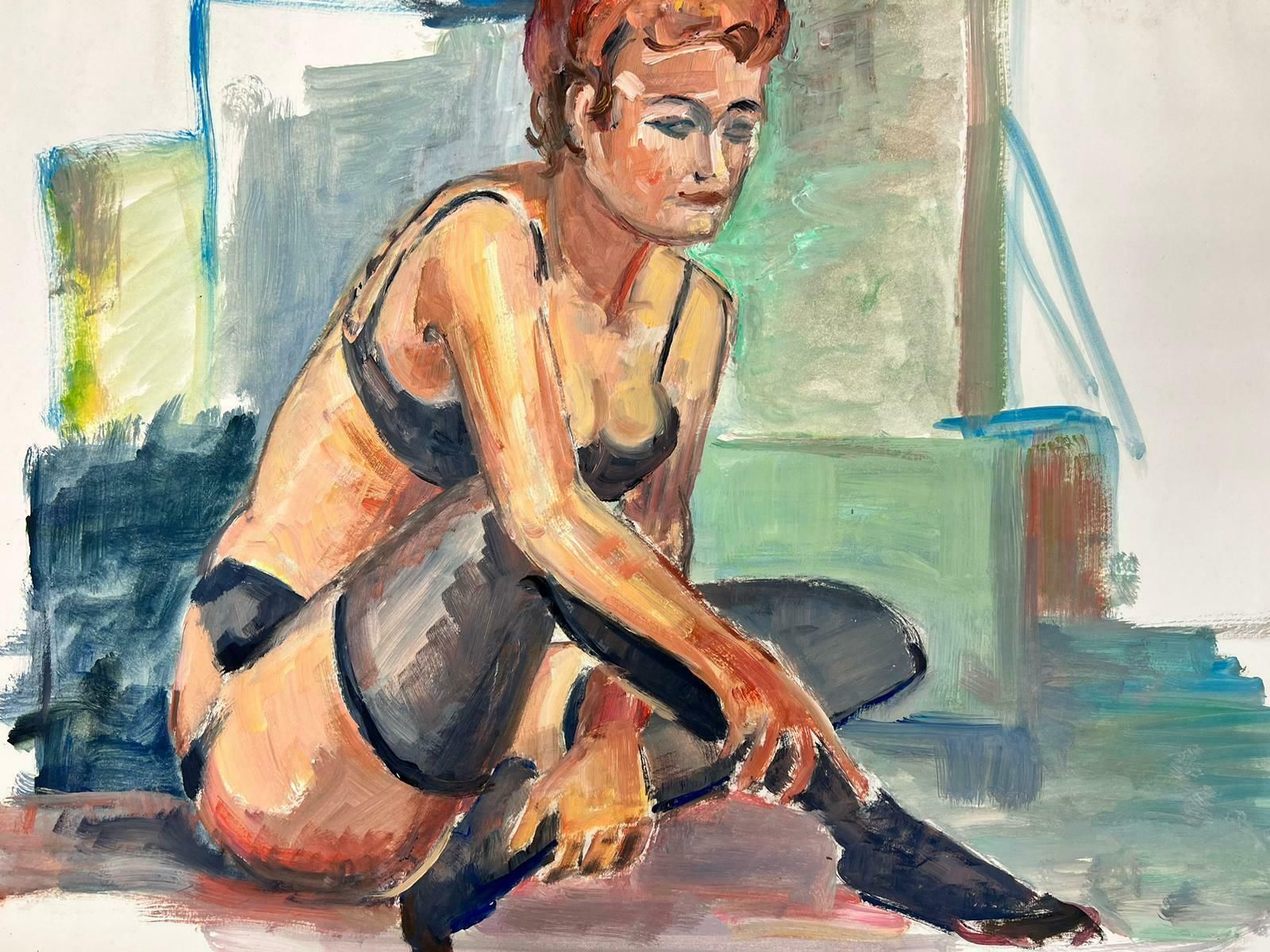 French Modernistreclining Nude Lady Model 1970's French Modernist Painting Provence Collection1970's photo vintage