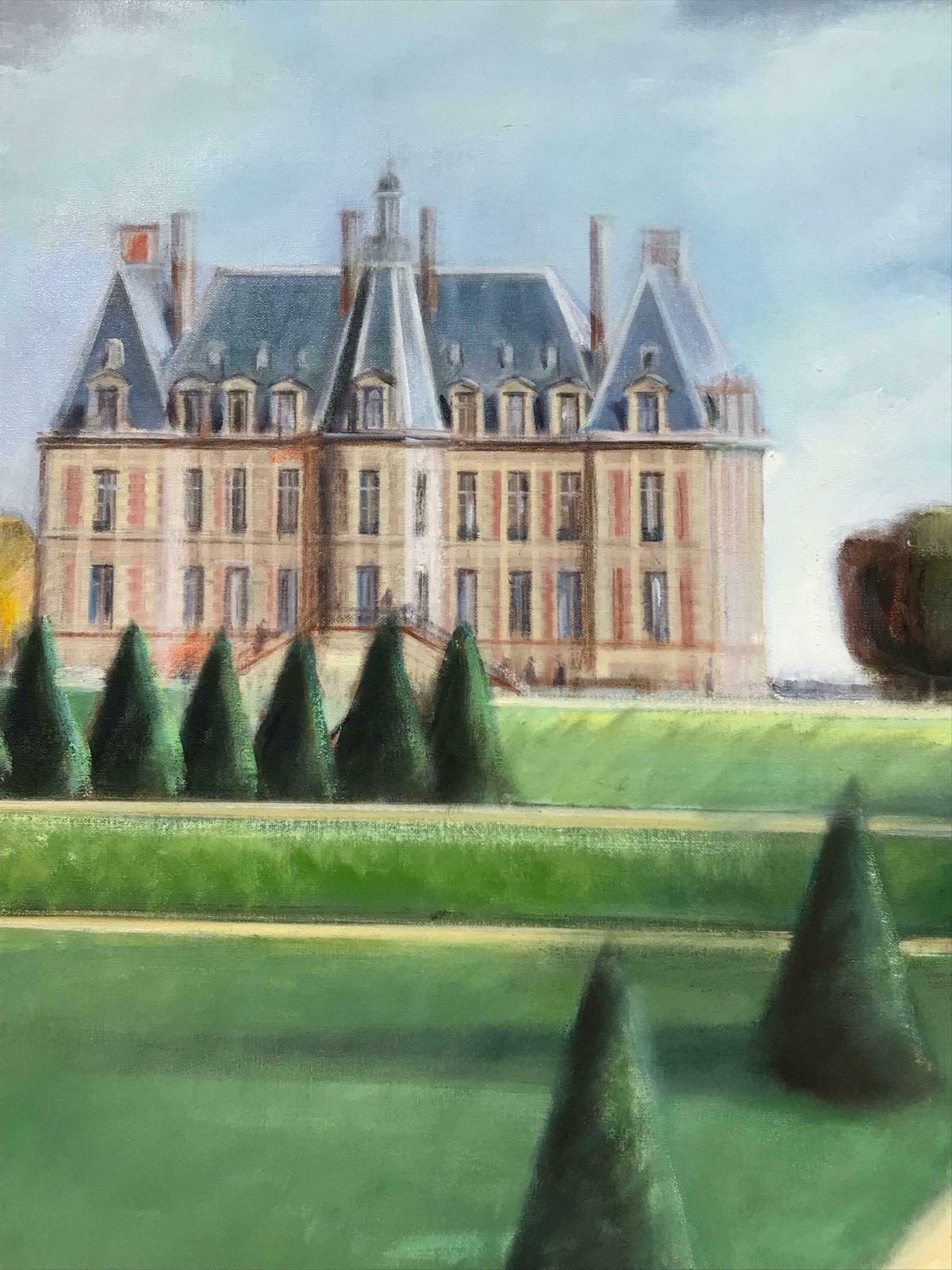 French Schoolchateau De Sceaux In Parkland, Fine French Impressionist Original Oil Painting photo for sale