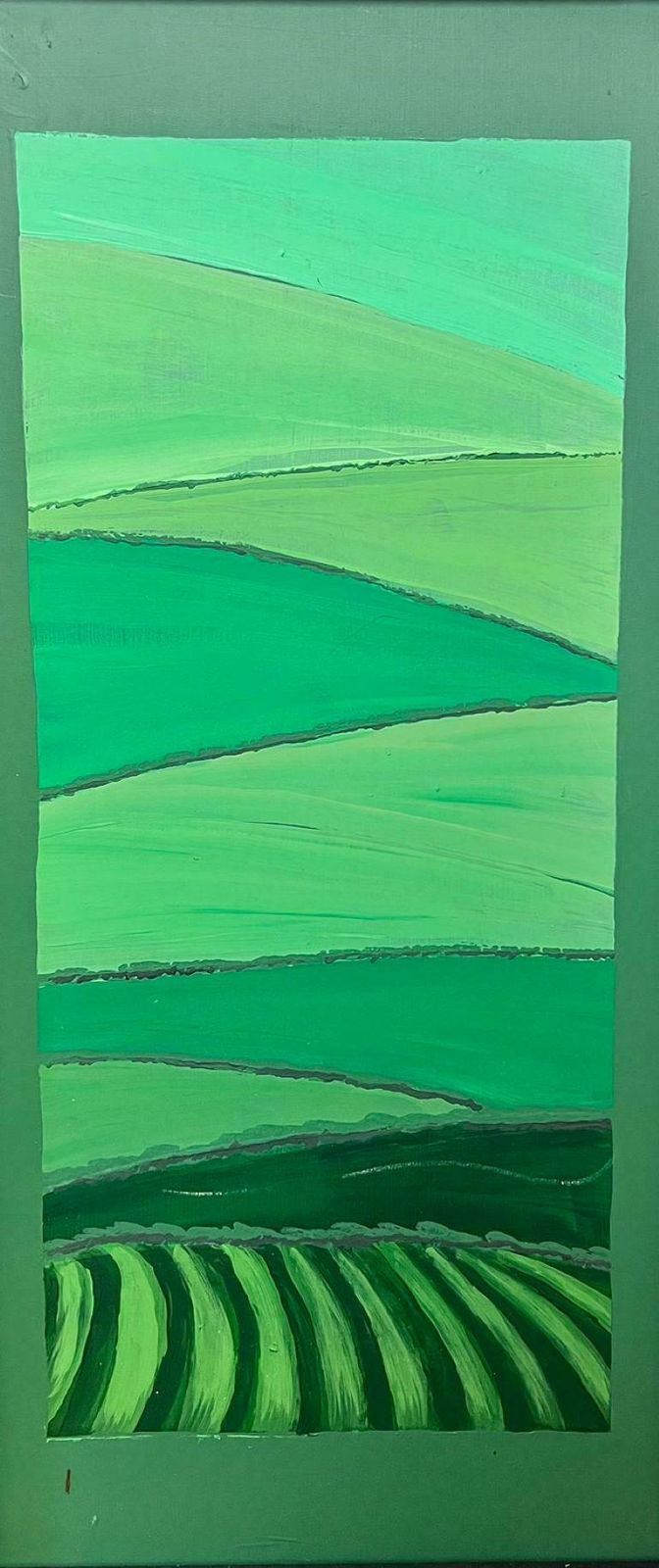 Contemporary Britishabstract Geometric Cubist British Painting Abstract Shapes Green Shapes