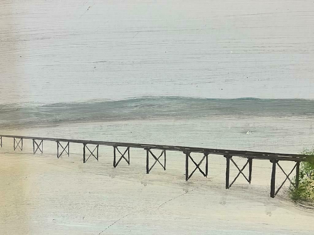 Contemporary British Modern British Long Beach House Walkway To The Sea Painting photo for sale