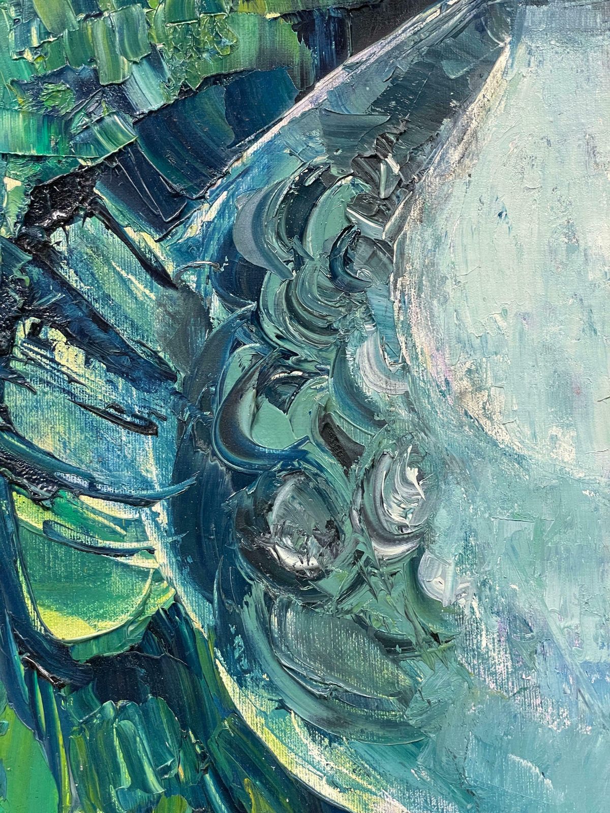édouard Righetti (1924 2001)original French Mid Century Oil   Vibrant Greens & Blue Duck Portrait1950's photo vinterior