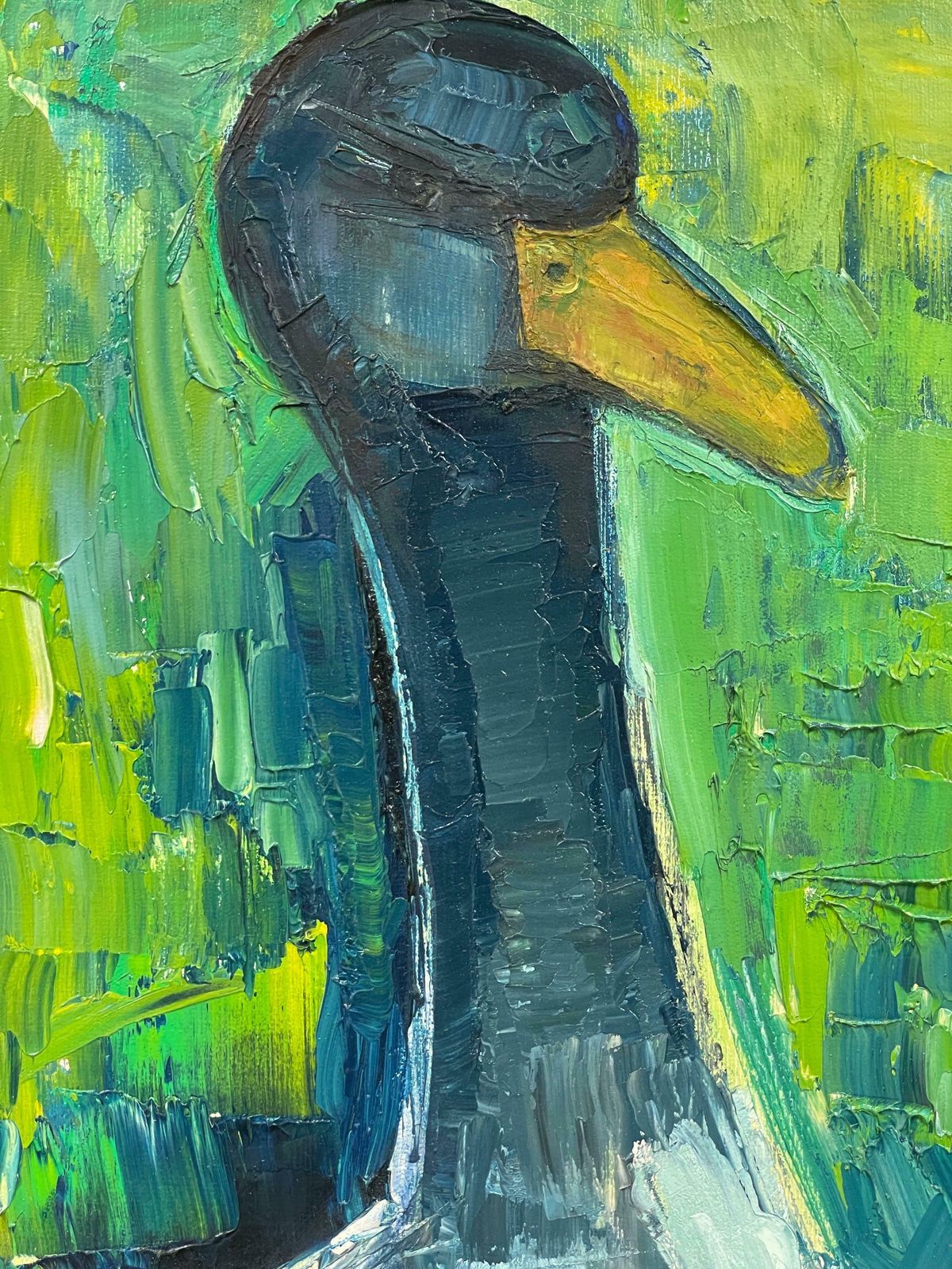 édouard Righetti (1924 2001)original French Mid Century Oil   Vibrant Greens & Blue Duck Portrait1950's photo buy