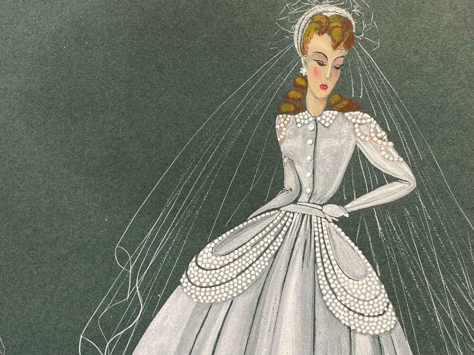 Geneviève Thomas1940's Fashion Illustration   The Two Elegant Bridesc. 1940's photo vinterior