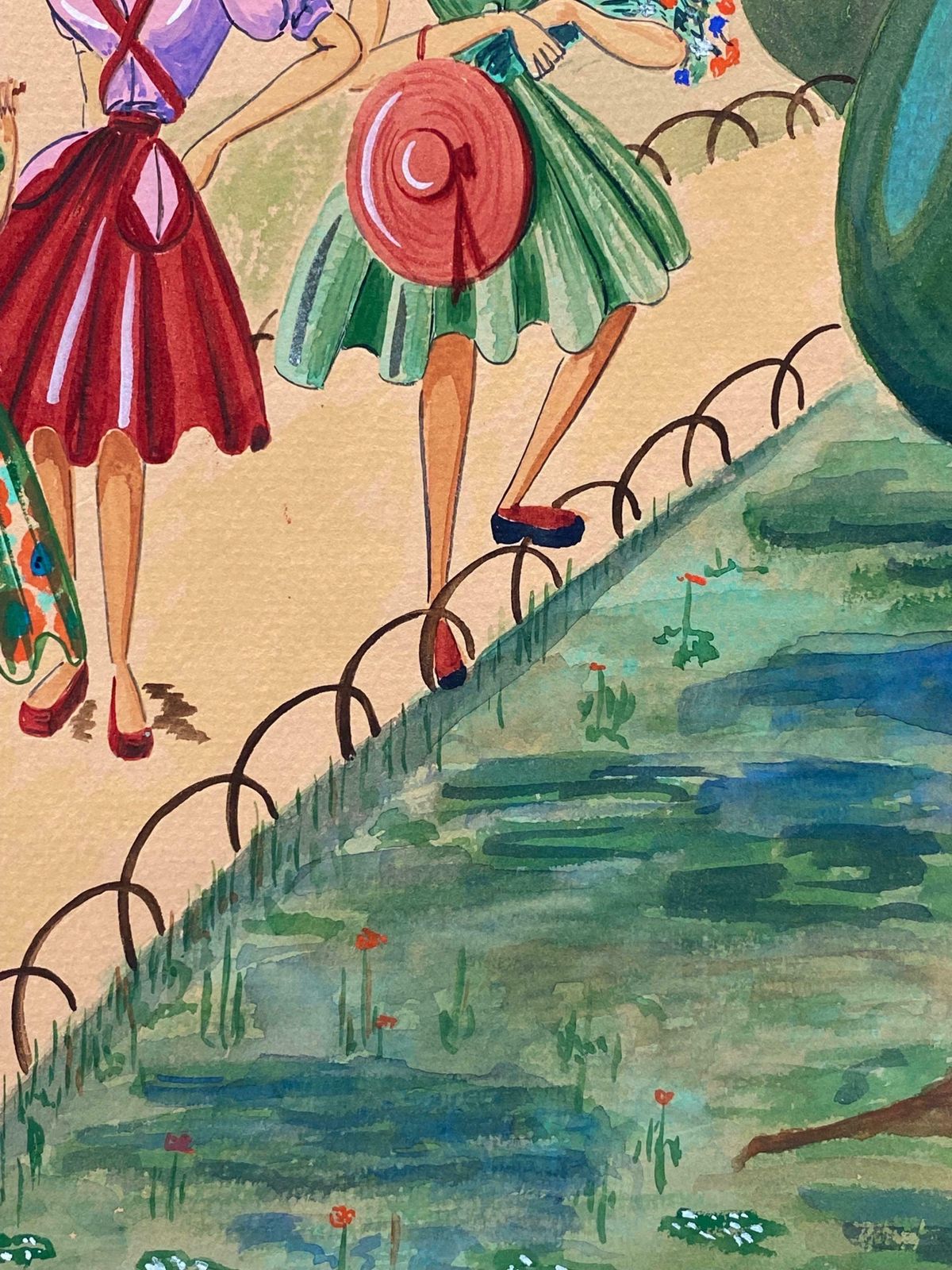Geneviève Thomas1940's Fashion Illustration   Three Elegant Women Walking Through The Parkc. 1940's photo Art