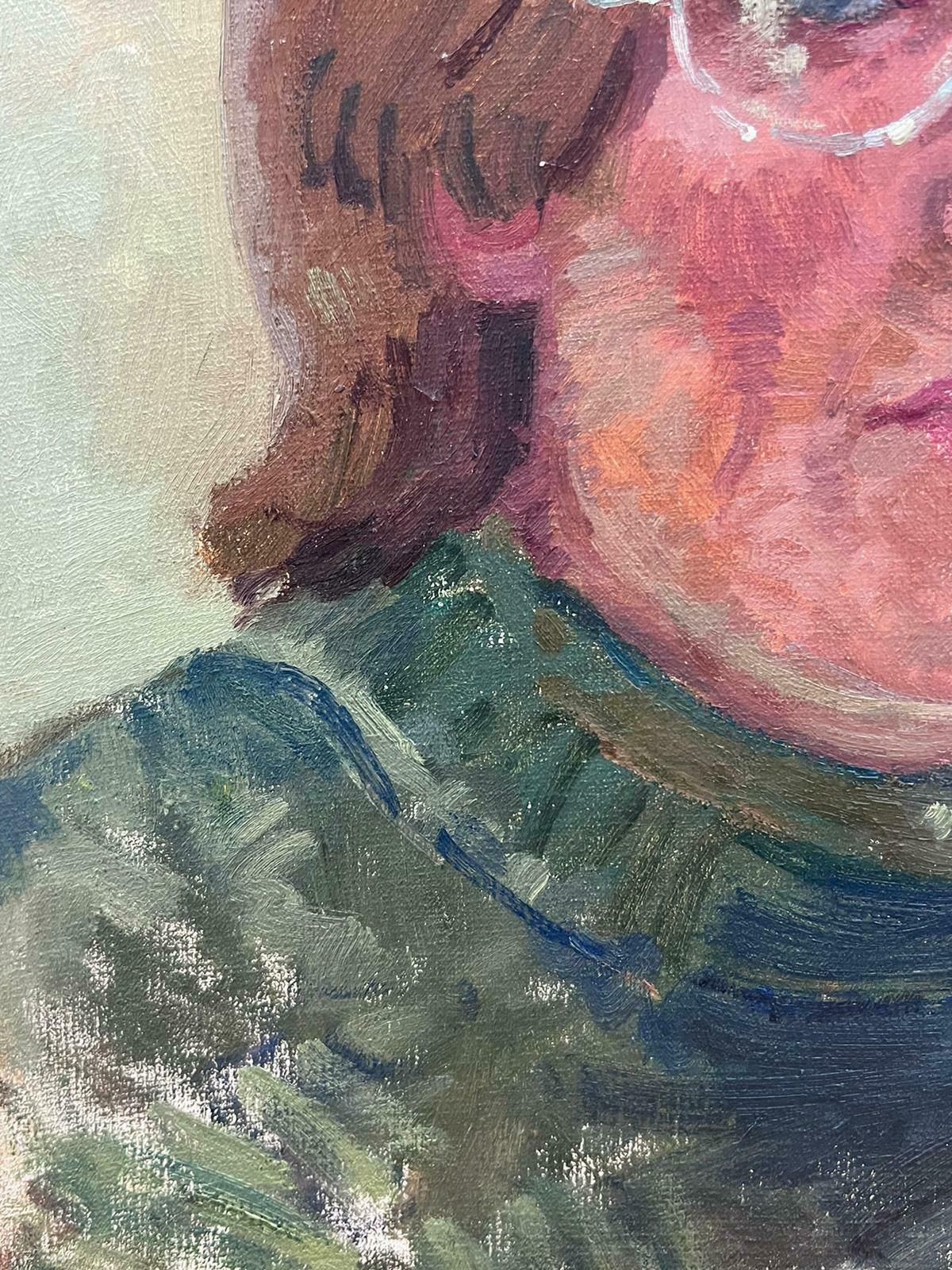 No Reserve Auction20th Century British Impressionist Signed Oil Painting Portrait Of Woman Glasses photo Art