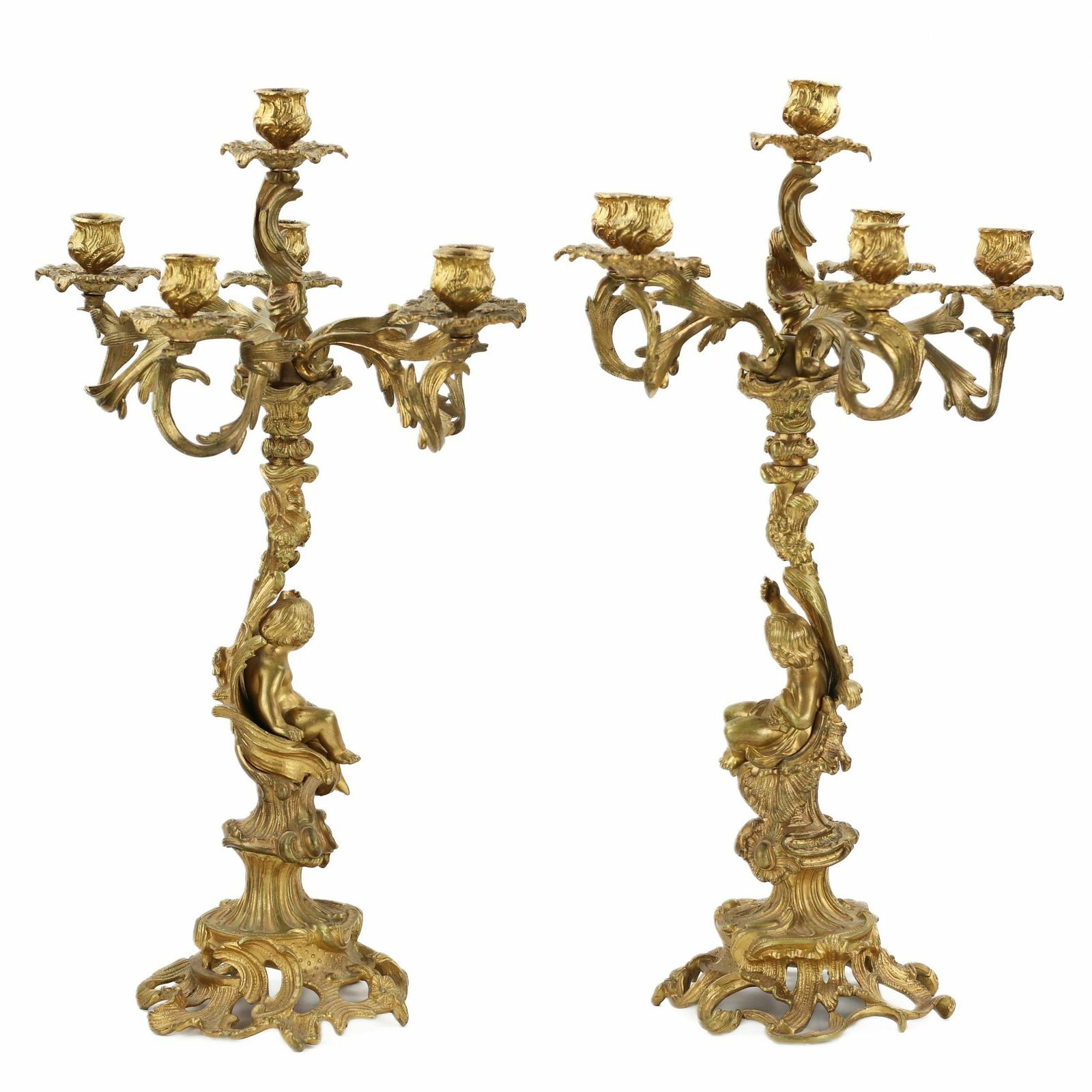 Pair Of Gilded Bronze Candelabra. 19th Century photo vinterior