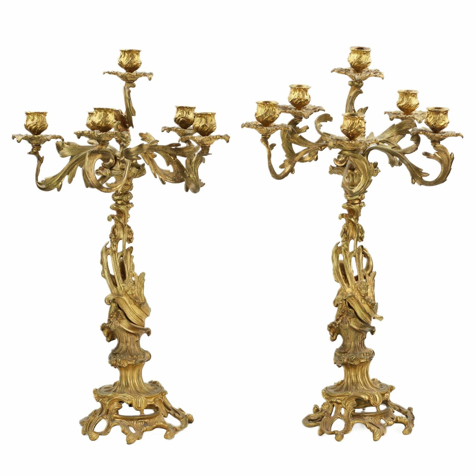 Pair Of Gilded Bronze Candelabra. 19th Century photo buy