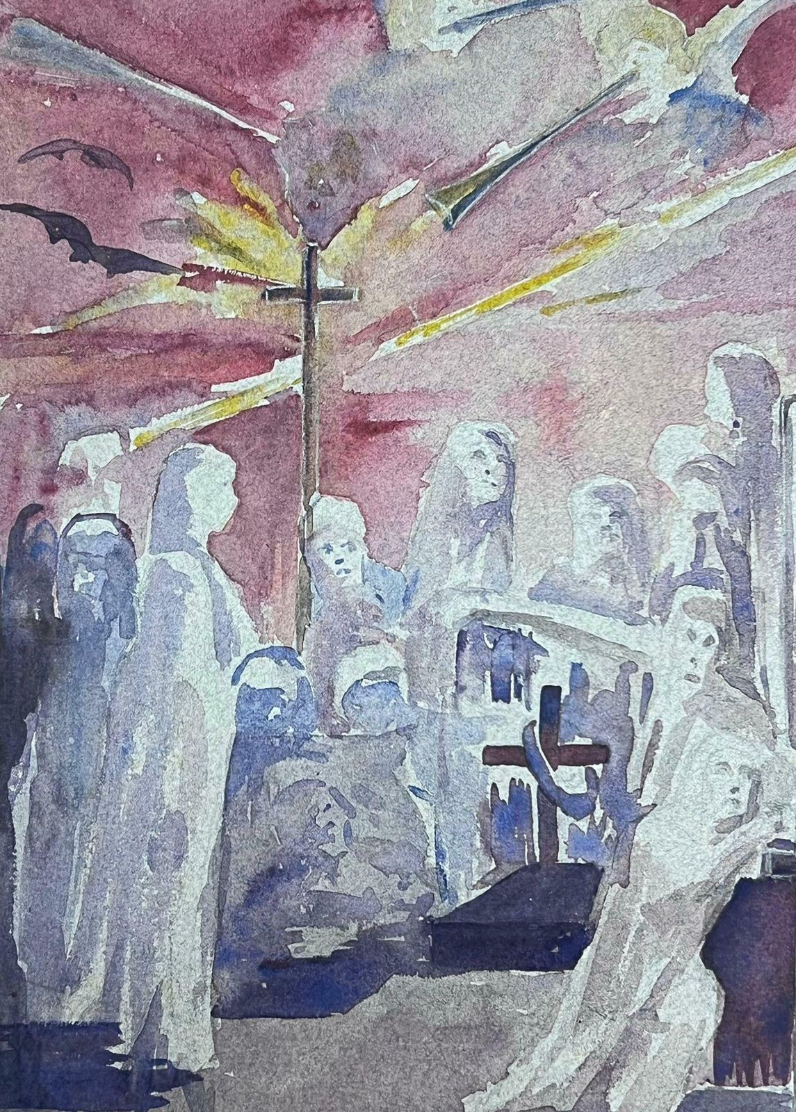 Louise Alix1930's French Impressionist Figures Surrounding The Cross Landscape1930's photo furniture