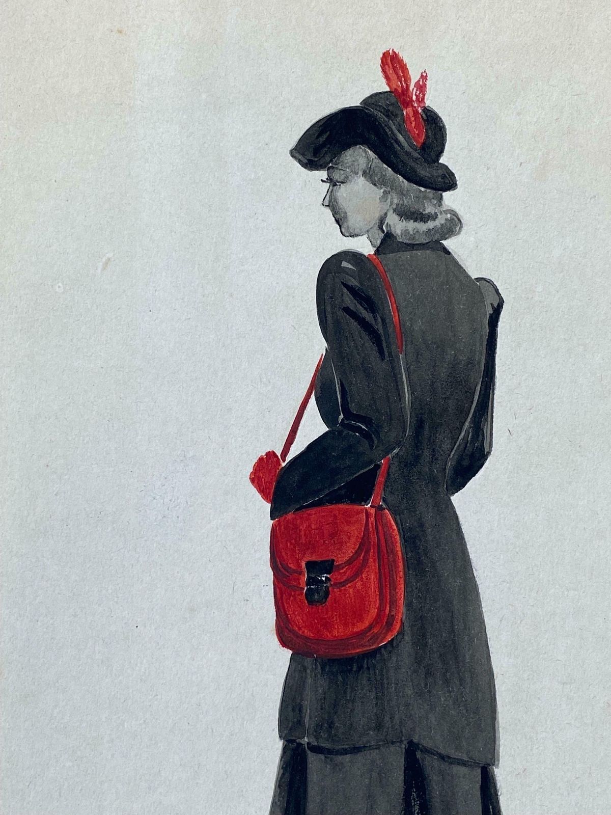 Geneviève Thomas1940's French Fashion Illustration   The Elegant Lady With The Red Featuresc. 1940's photo vinterior
