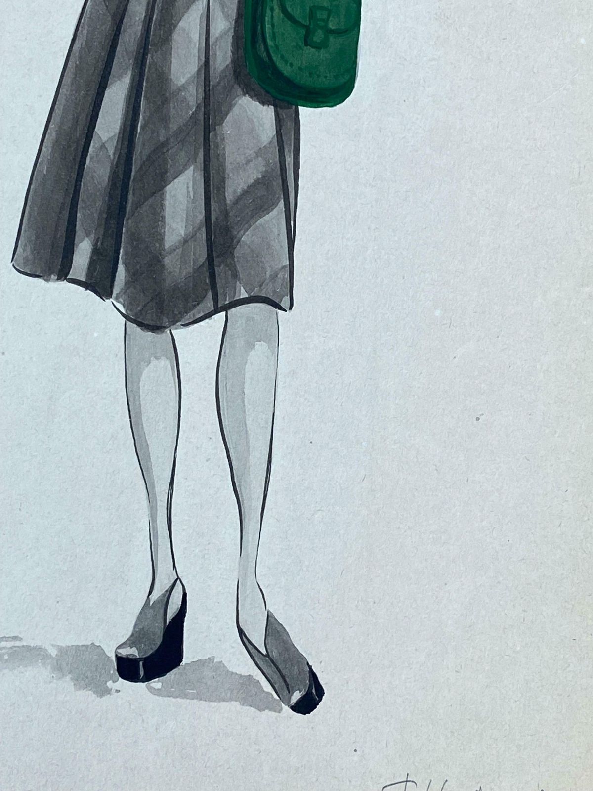 Geneviève Thomas1940's French Fashion Illustration   The Stylish Lady With The Green Featuresc. 1940's photo Art