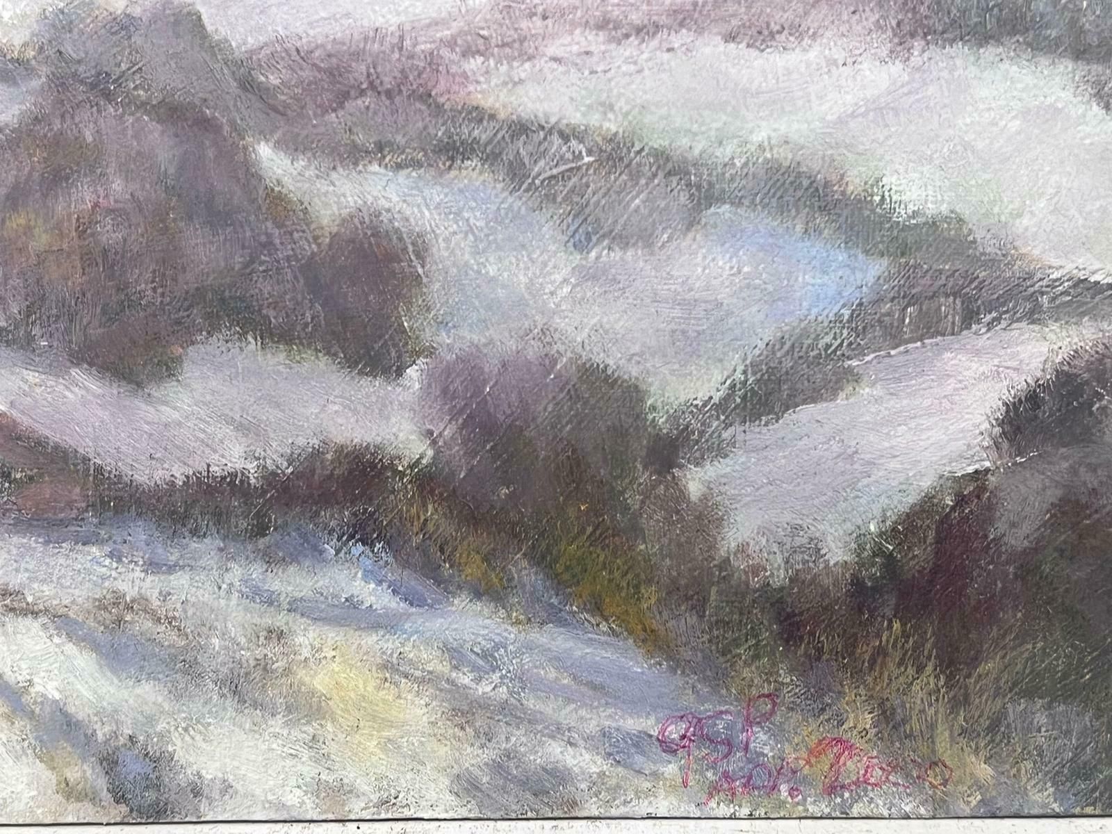 Geza Somerset Paddonpurple Fields Covered In White Snow Contemporary British Modernist Oil Painting photo furniture