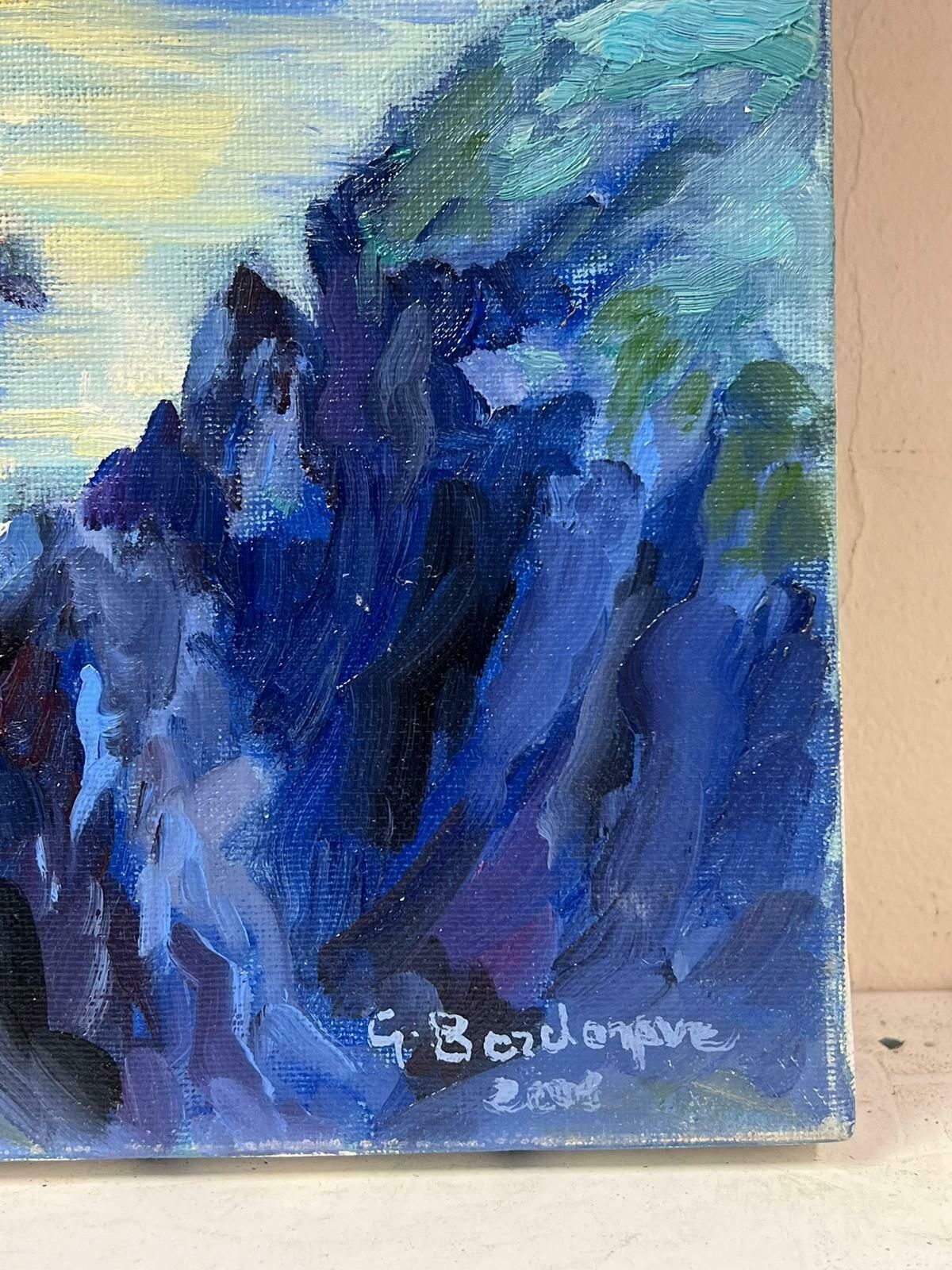 Georges Bordonovecontemporary French Impressionist Oil Sunset Over Coastal Cliffs Rocky Seascape photo for sale