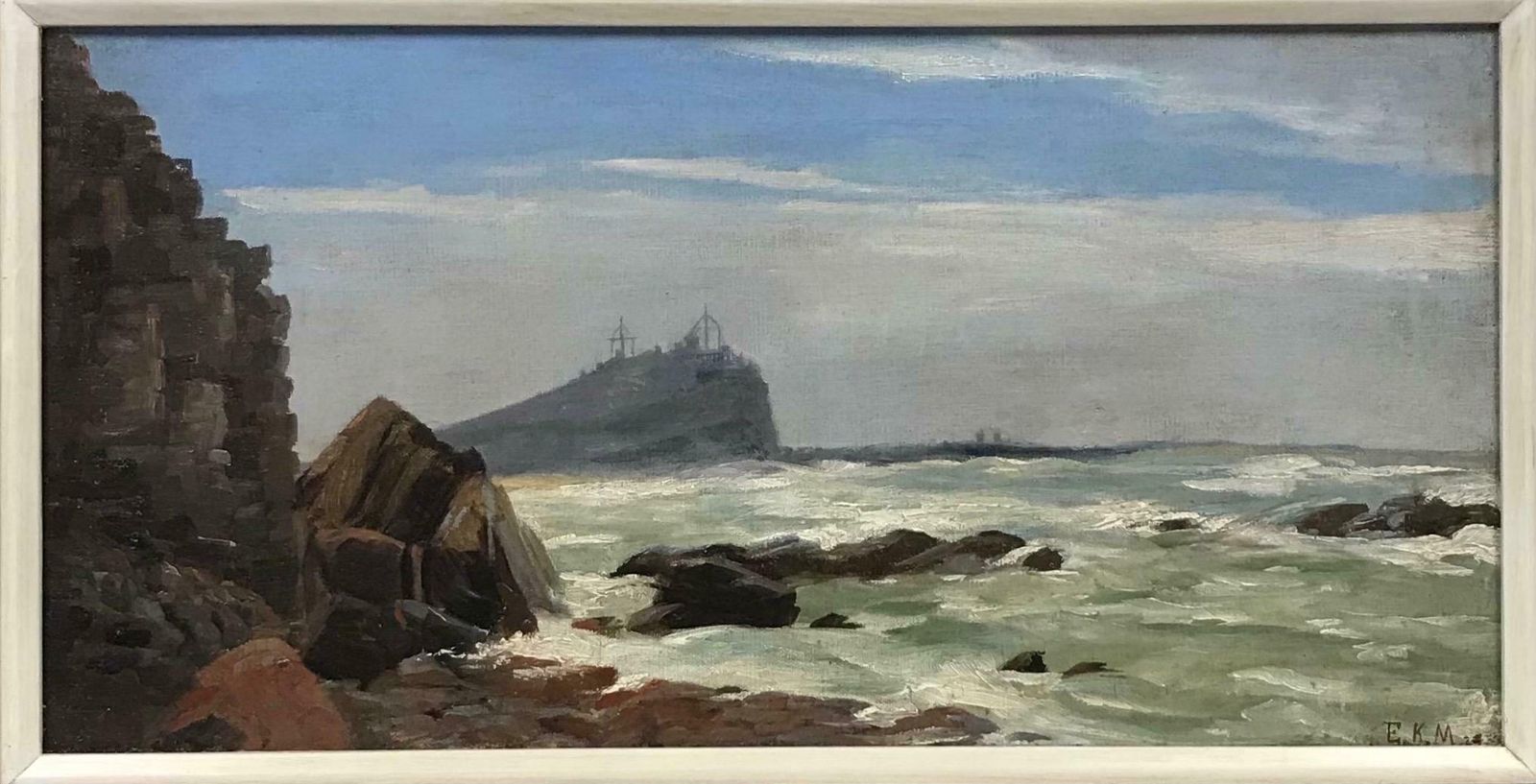 1920's Cornishcornish Coastal Seascape With Tin Mines Overlooking Cliffs, Signed English Oil1920's photo for sale