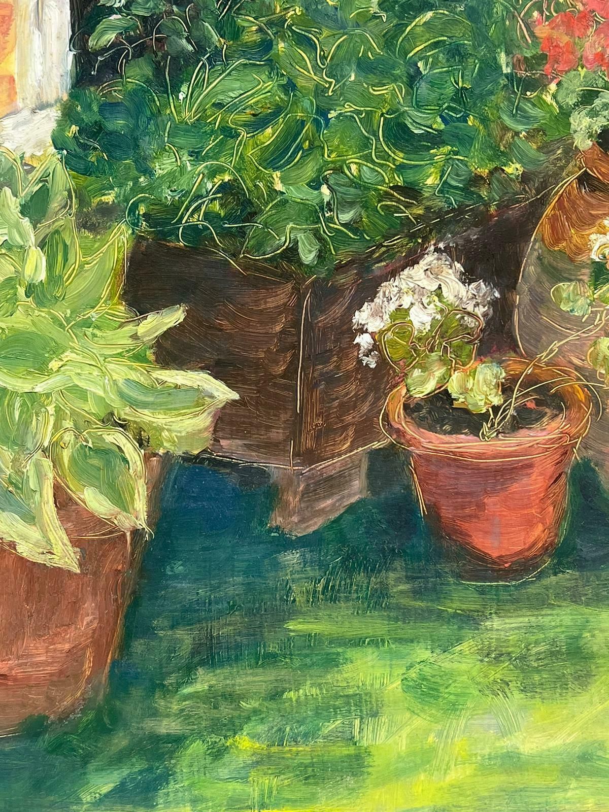 Geza Somerset Paddonvibrant Garden Plant Pots Contemporary British Oil Painting photo furniture