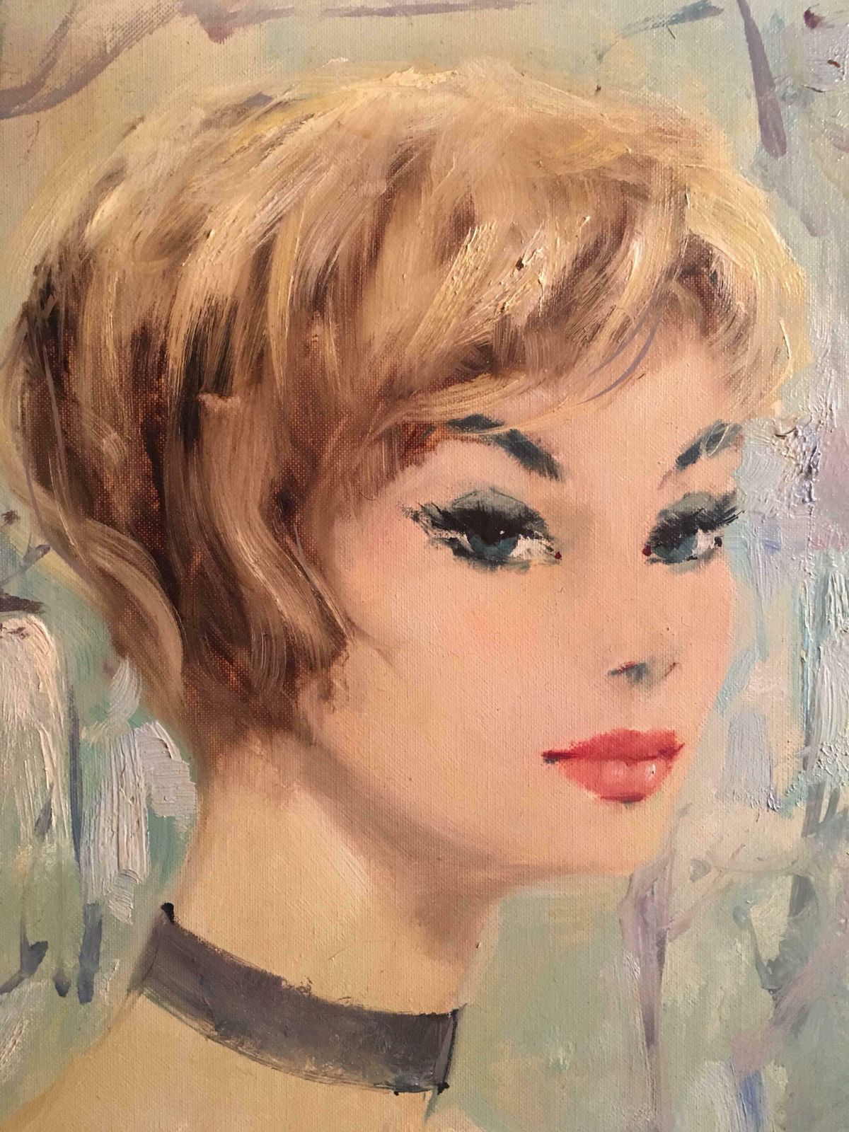 Paul Morrolarge Portrait Of Young French Girl, Signed Impressionist Oil1960's photo 1324.0