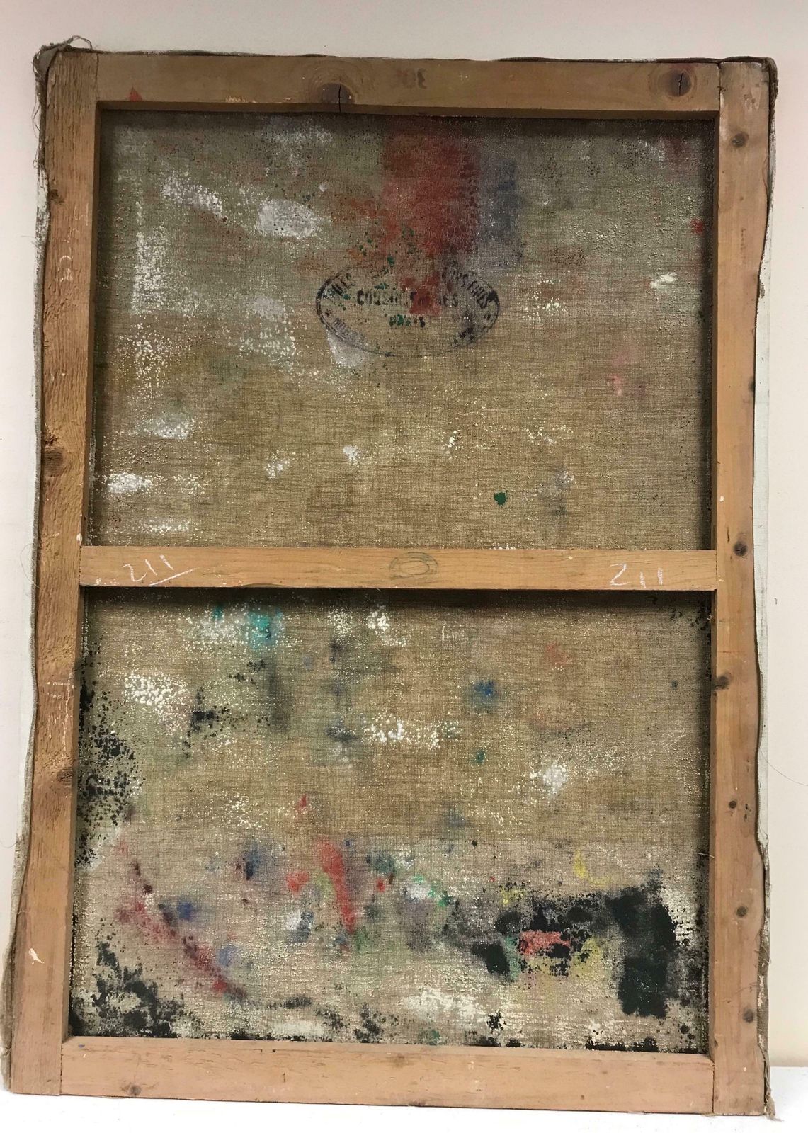 20th Century French School1960's French Modernist Oil Painting Green Background With Bizarre Figures1960's photo vinterior