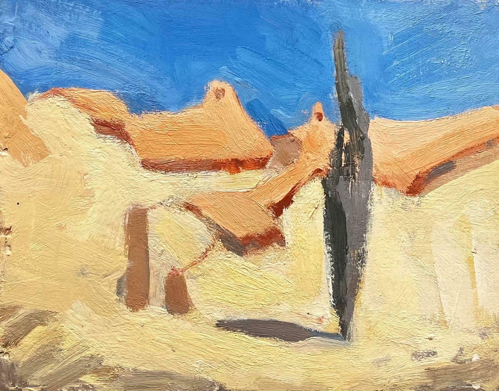 Elisabeth Hahn20th Century German Modernist Oil Painting   Blue Skies Over Town20th Century