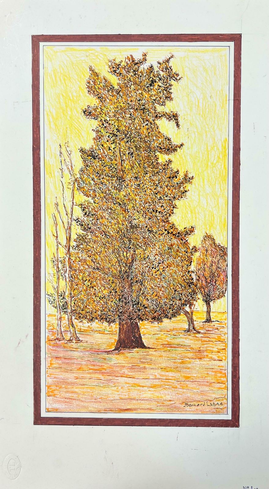 Bernard Labbe1950's Modernist/ Cubist Painting   French Autumn Tree Landscape1950's