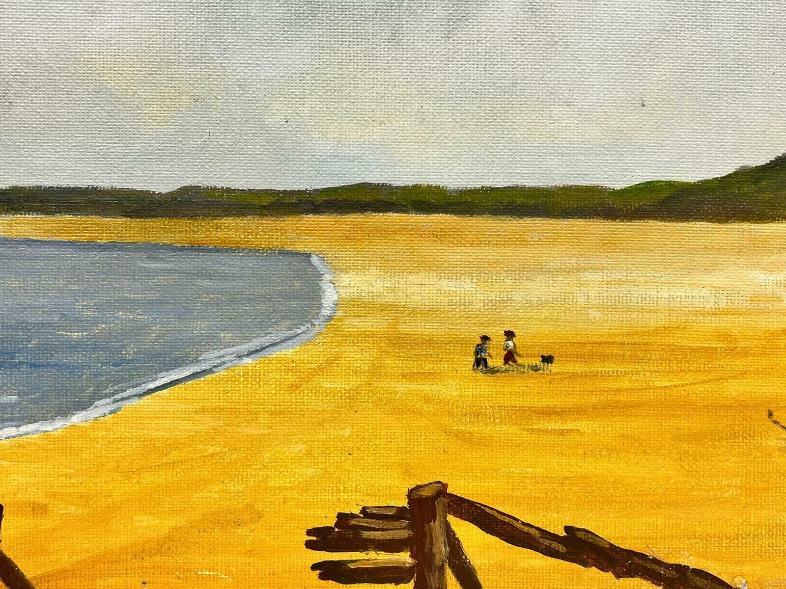 Ben Powellcontemporary British Acrylic Painting Figures & Boats On Sandy Beach Shore photo furniture