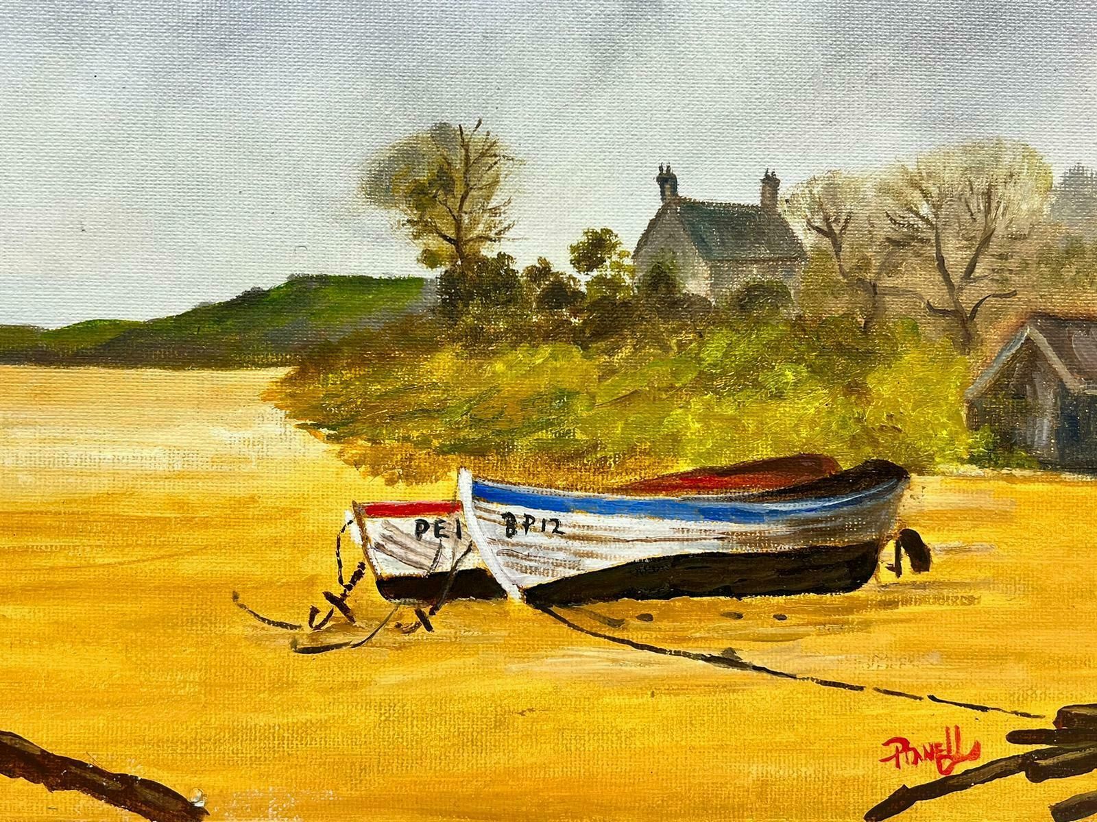 Ben Powellcontemporary British Acrylic Painting Figures & Boats On Sandy Beach Shore photo Art