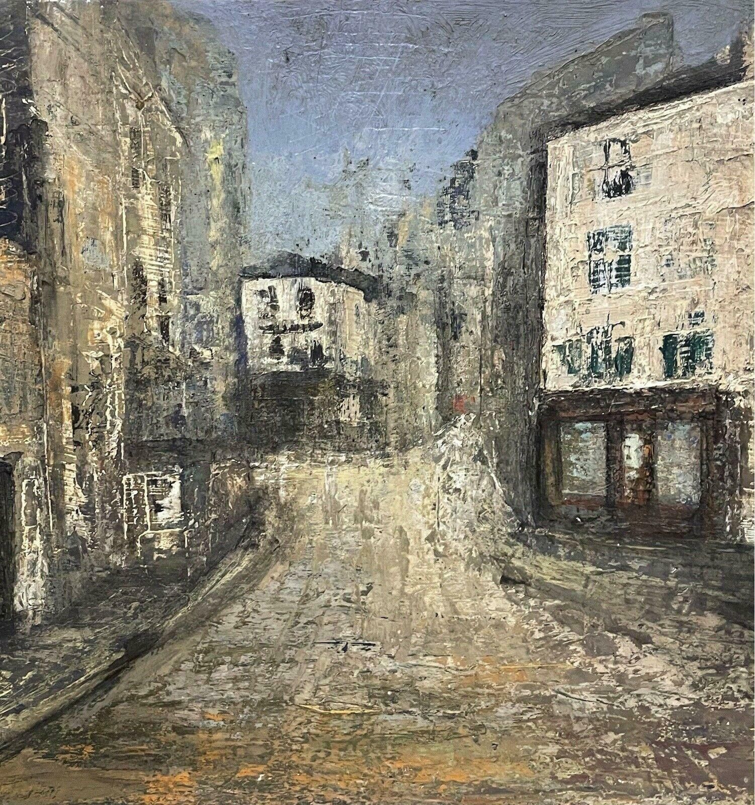 Claudine Riboulet1950's French Modernist Oil Painting   City Street Scene   Carved Wood Framemid Century photo vinterior